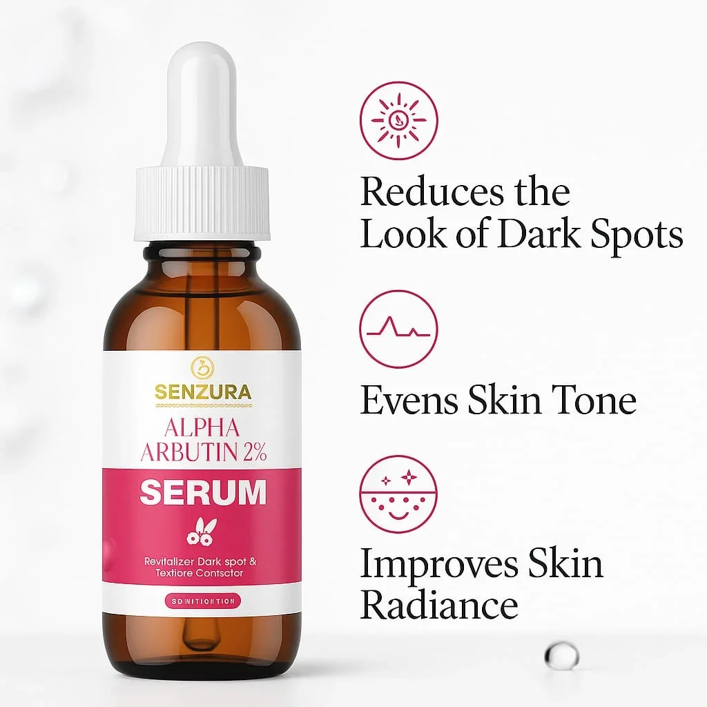 senzura alpha arbutin 2% serum, dark spot and texture corrector, revitalizer, 30ml