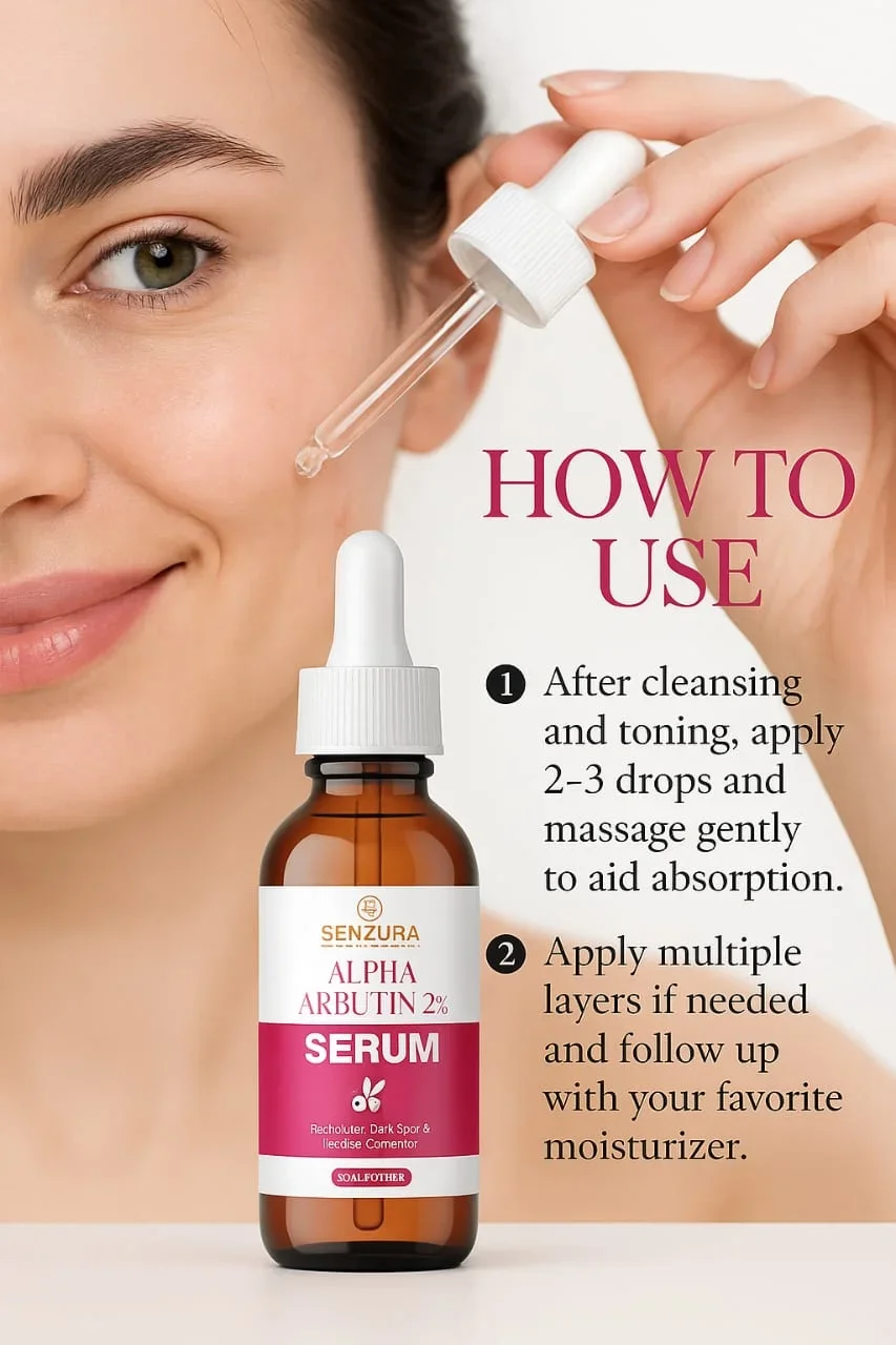 senzura alpha arbutin 2% serum, dark spot and texture corrector, revitalizer, 30ml
