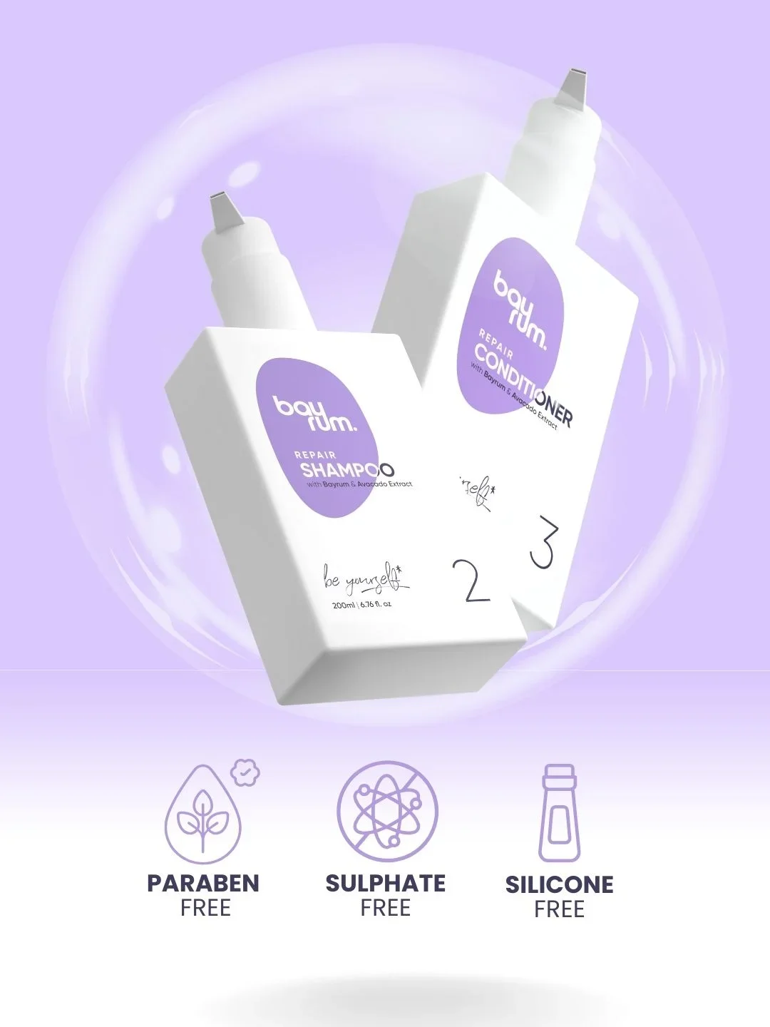 bayrum hair repair shampoo & conditioner combo for dry, frizzy and curly hair 400 ml