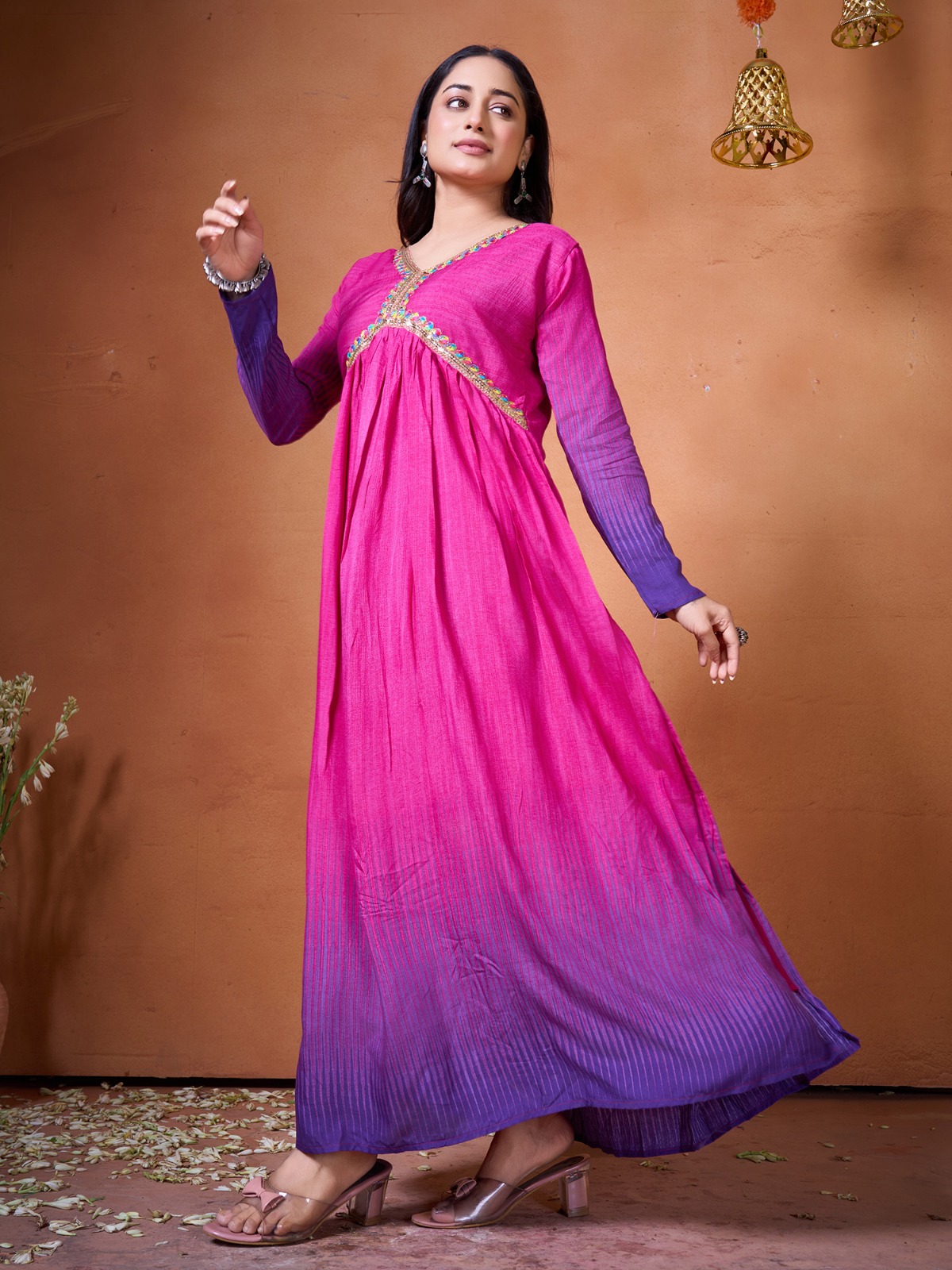 bm signature collection women's pink muslin cotton kurti