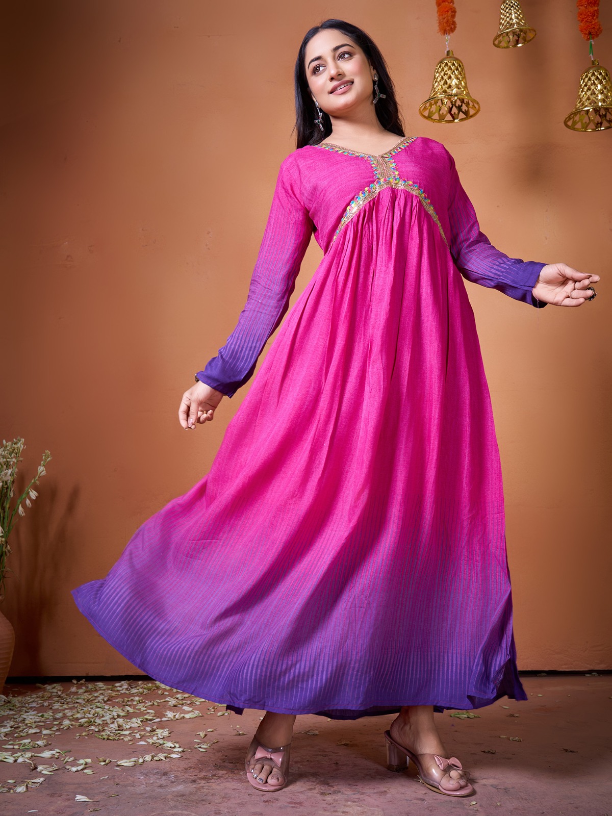 bm signature collection women's pink muslin cotton kurti