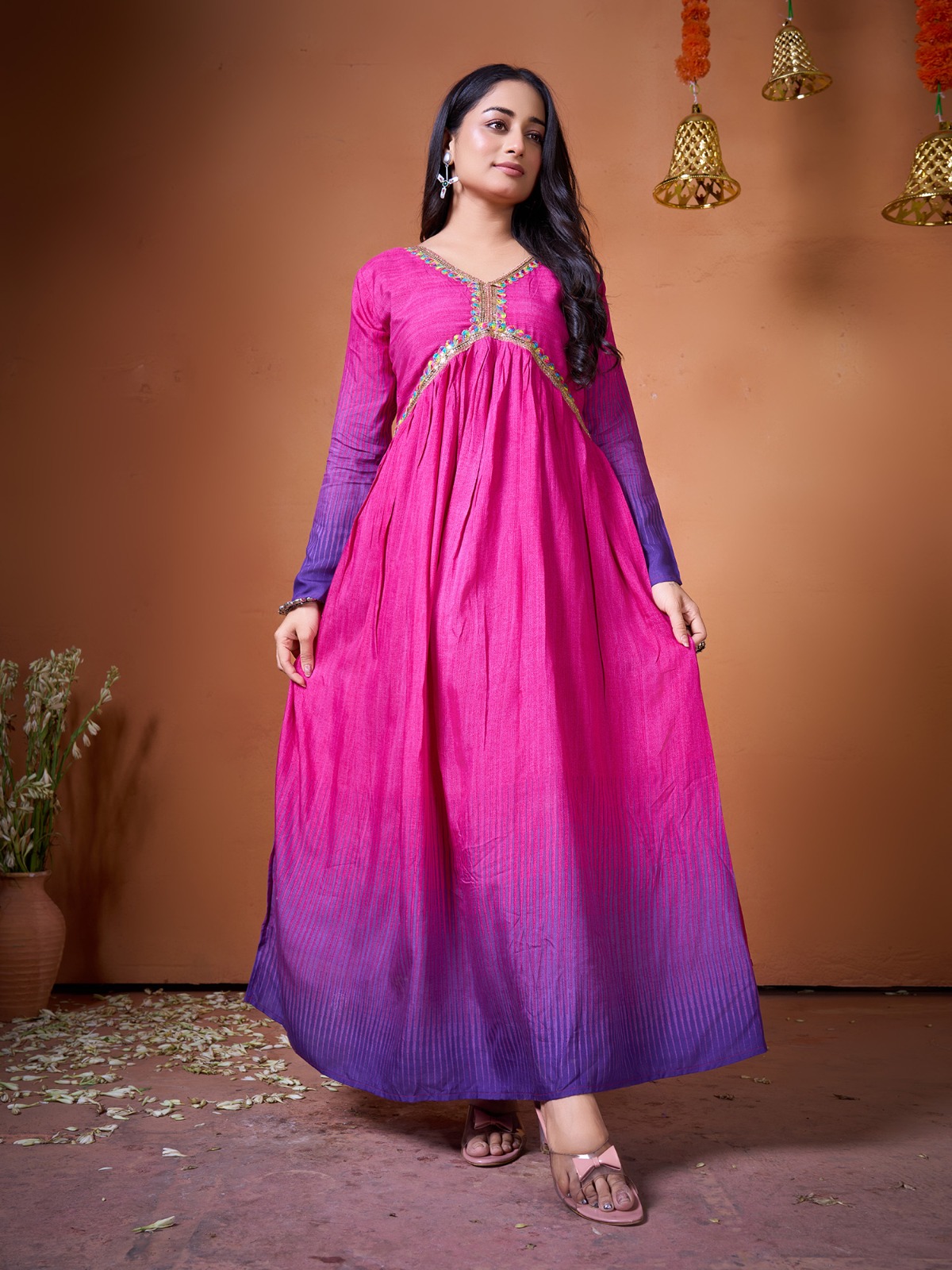 bm signature collection women's pink muslin cotton kurti