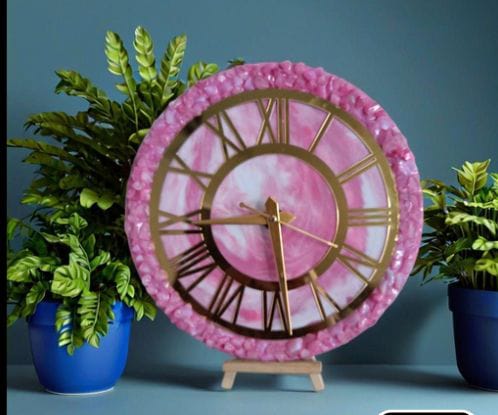 elegant creation resin handmade pink wall clock