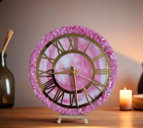 elegant creation resin handmade pink wall clock