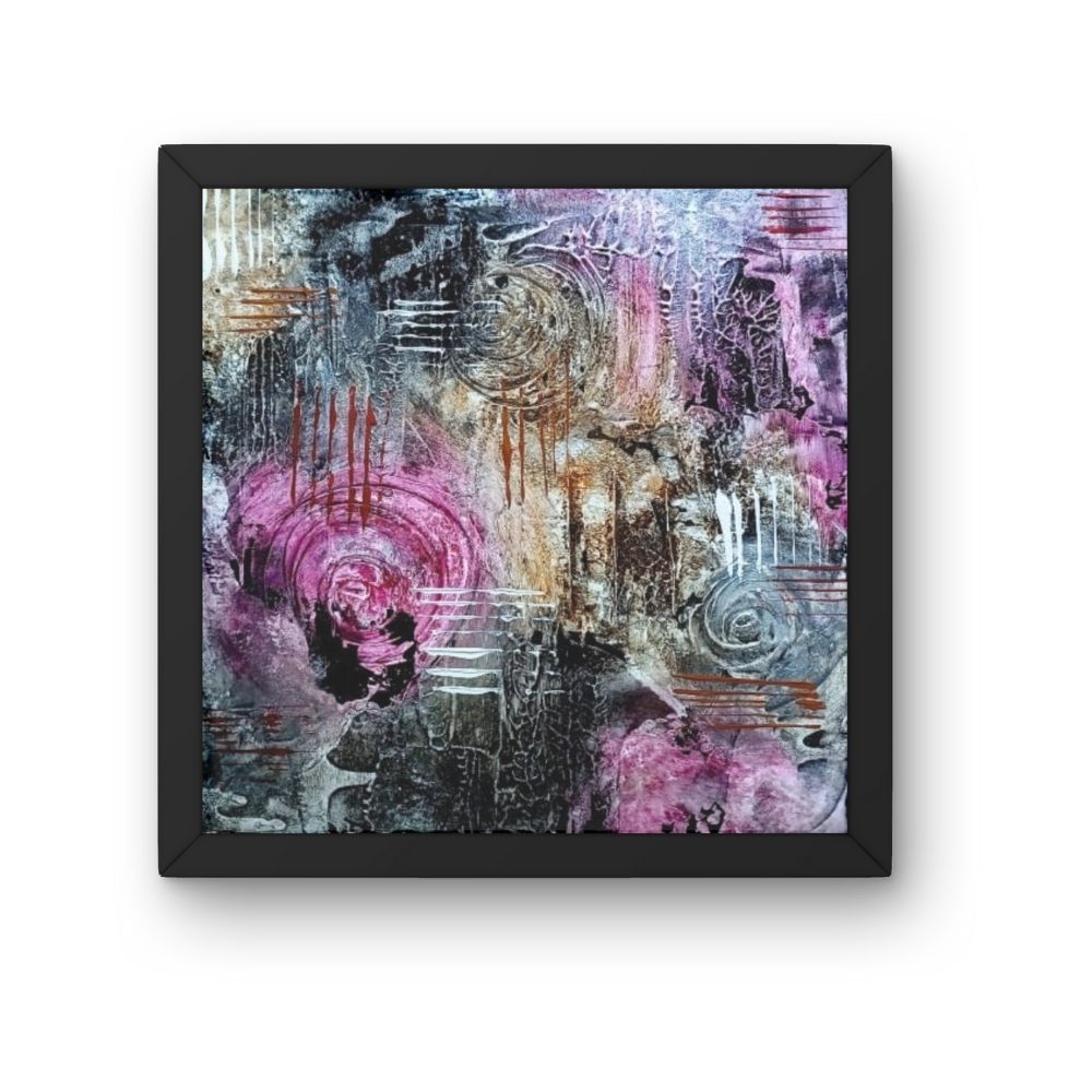geesun crafts midnight magenta abstract wall art – set of 4 (crimson energy)