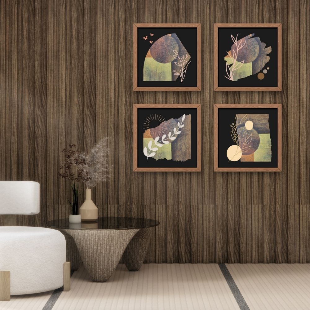 geesun crafts botanical harmony abstract wall art – set of 4 (earth and elements)