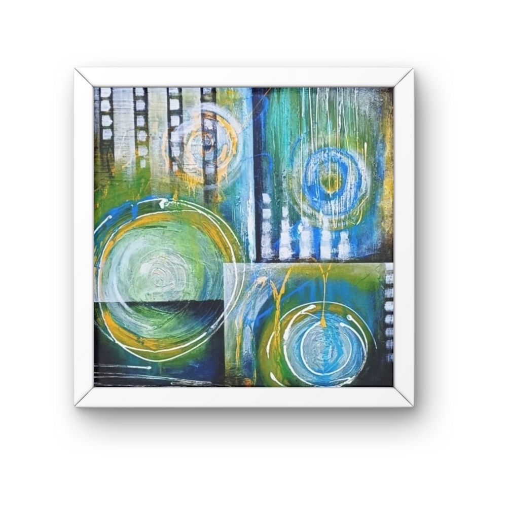 geesun crafts verdant circles abstract wall art – set of 2 (geometric calm)