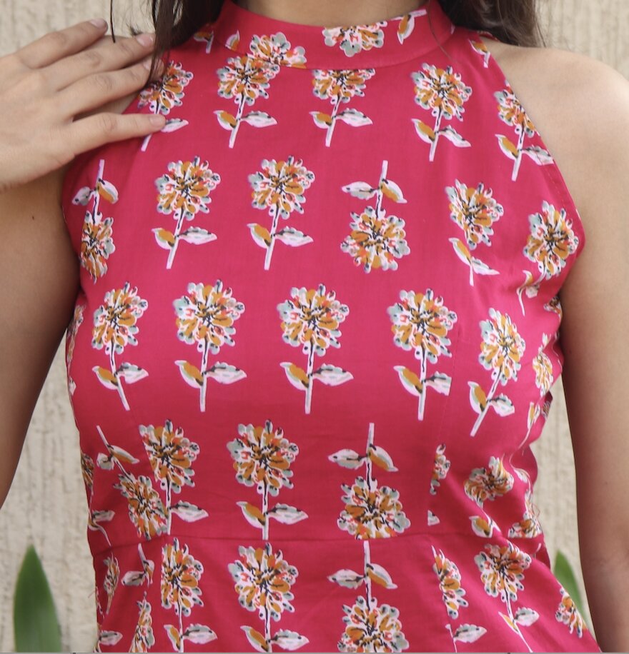 iradha & co womens cotton floral printed pink top