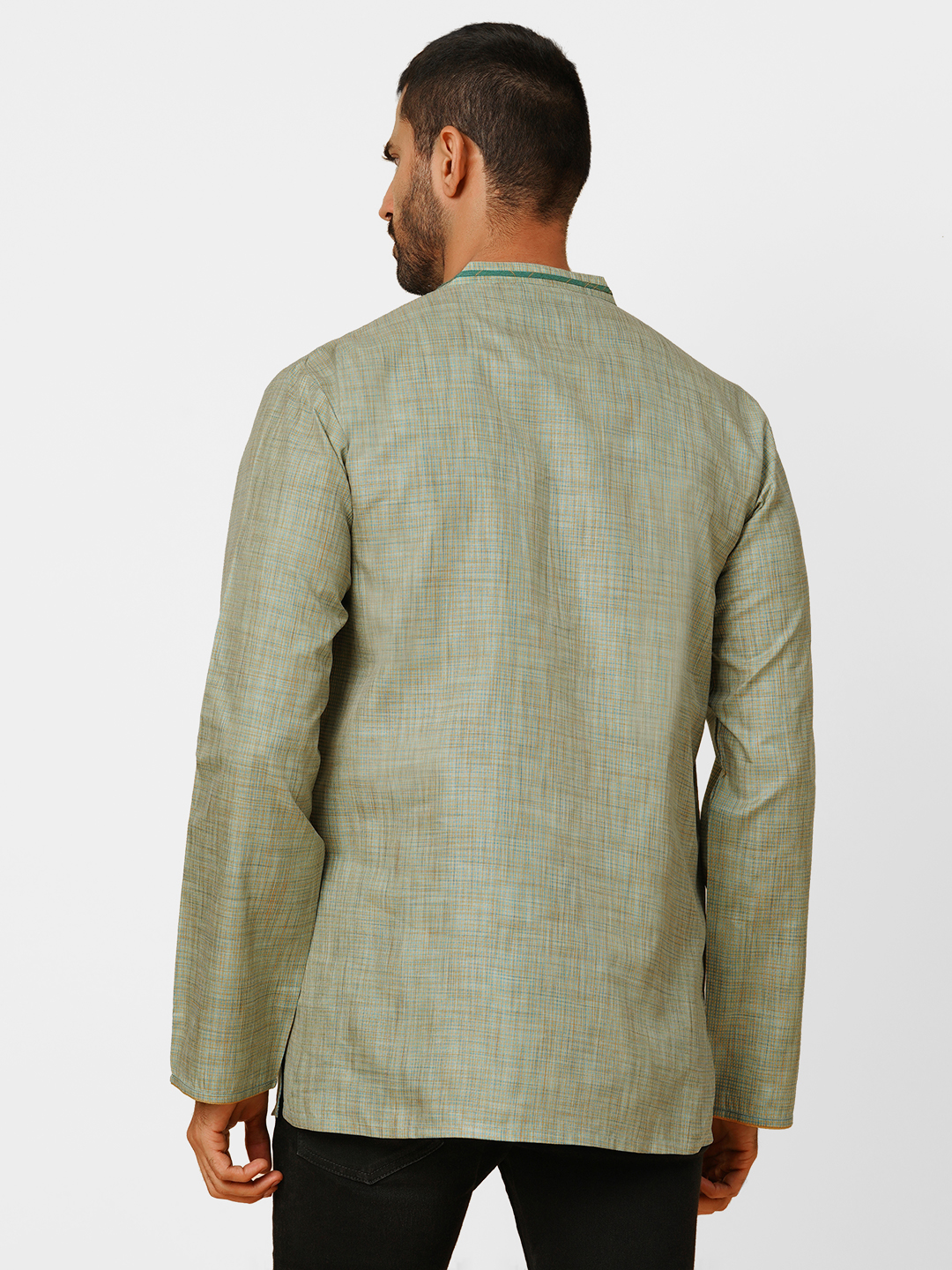 mens cotton blue short kurta