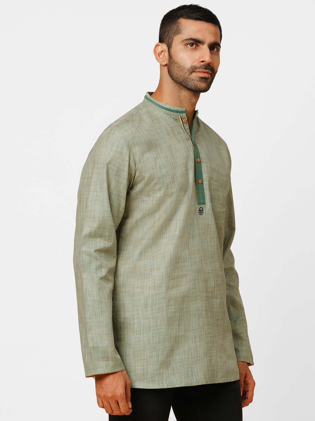 mens cotton blue short kurta