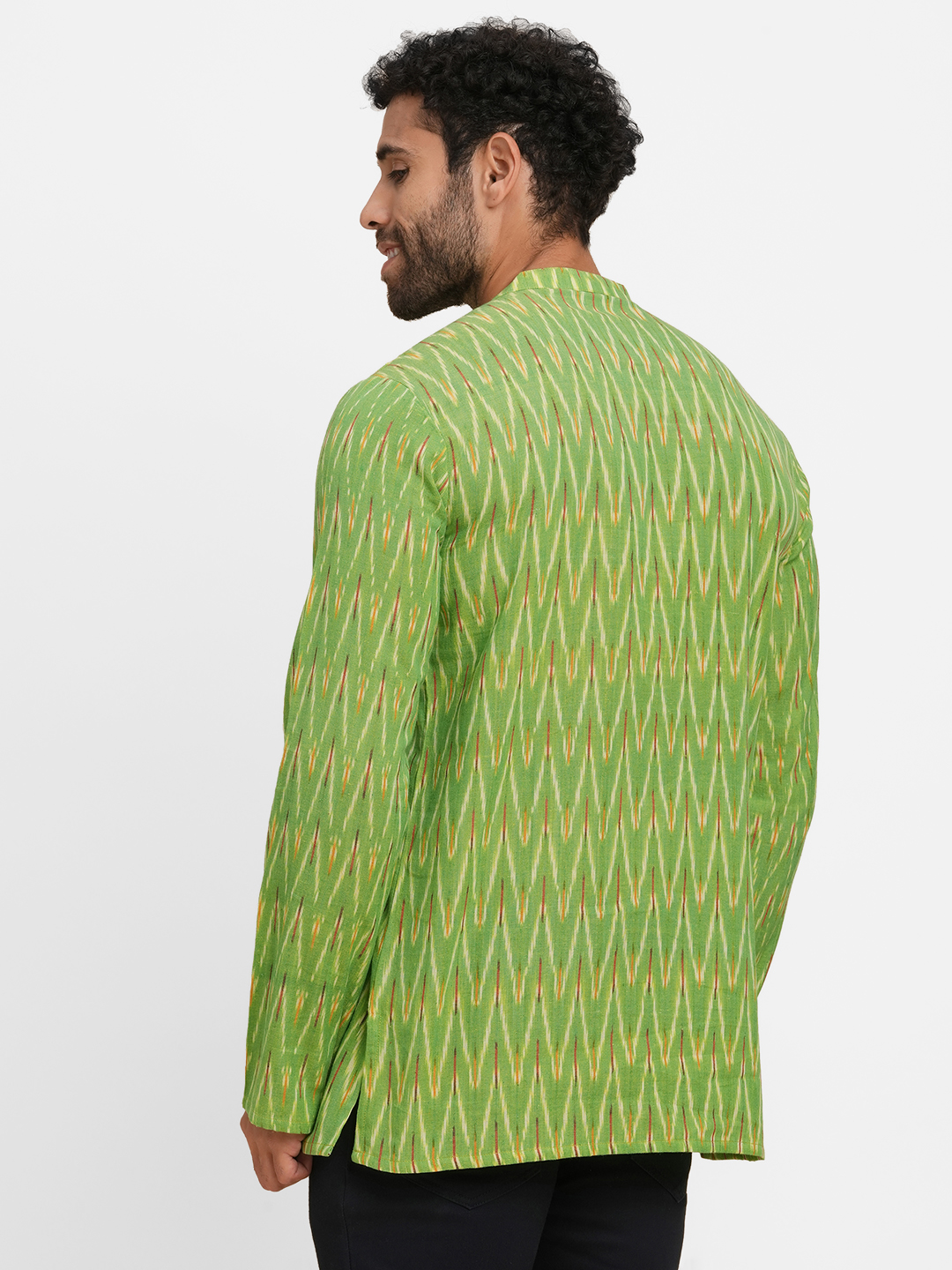 mens cotton green short kurta