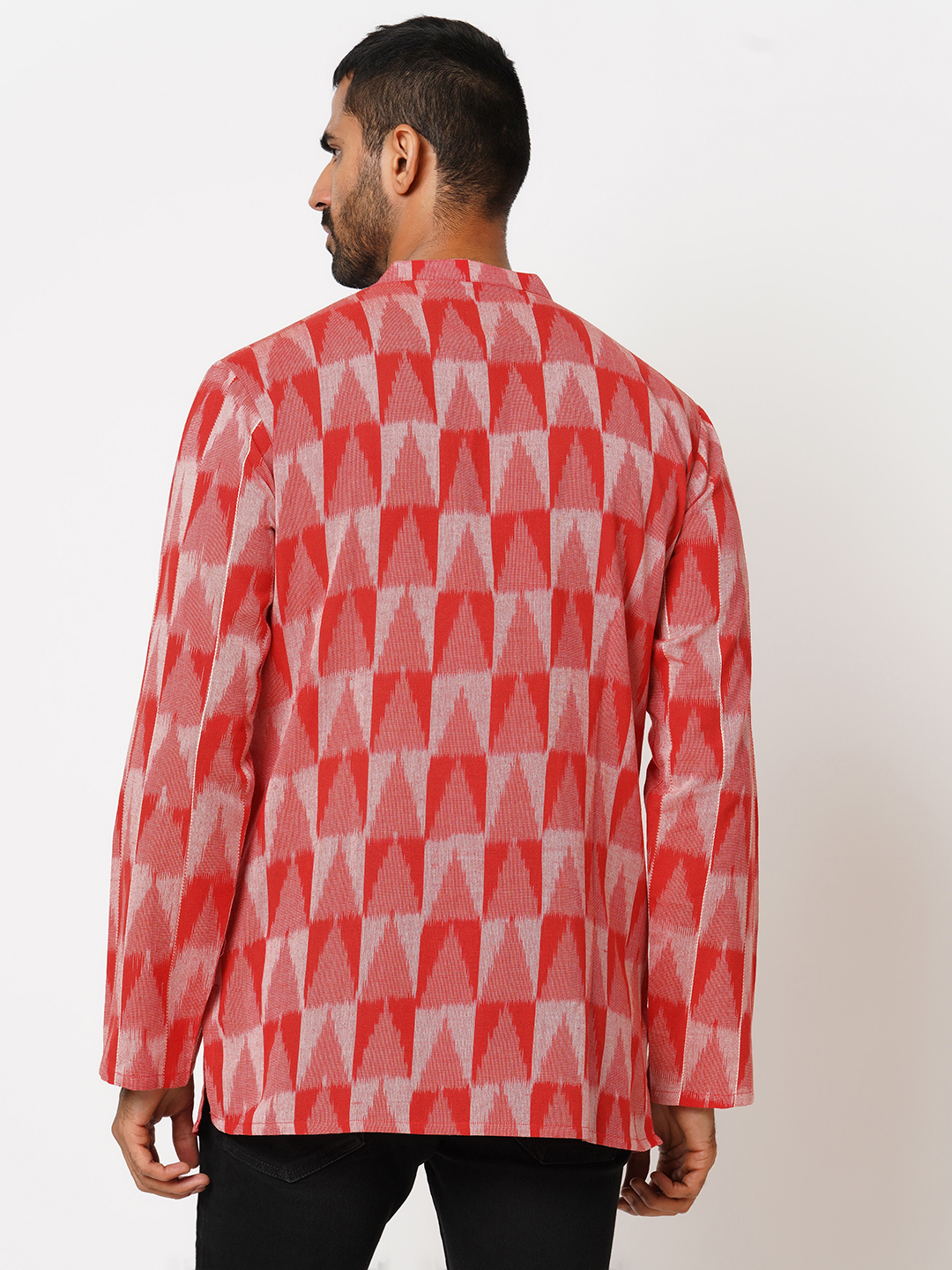 mens cotton red short kurta