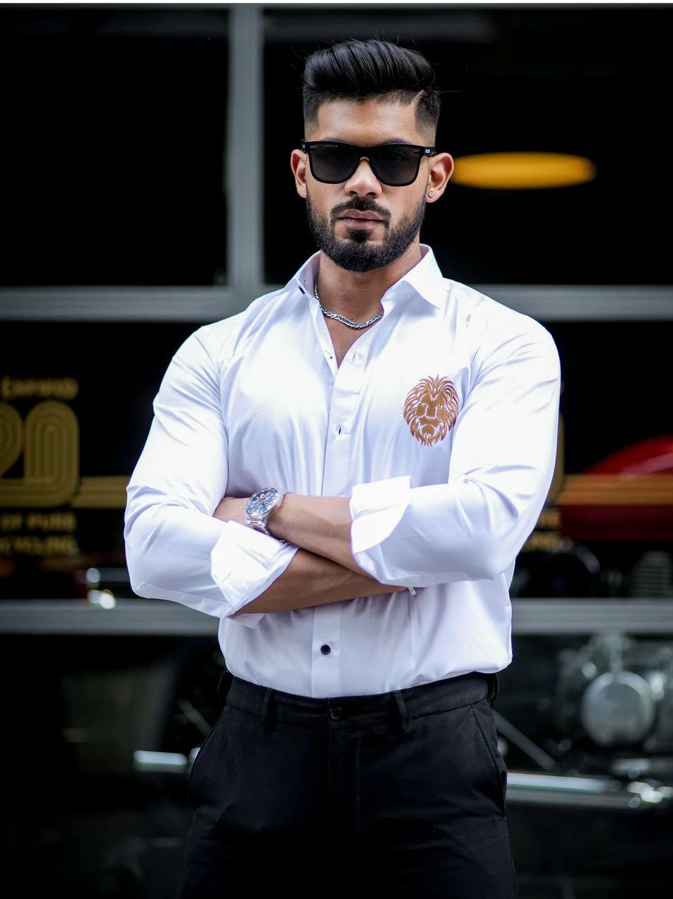mens white imported satin embrodary shirt