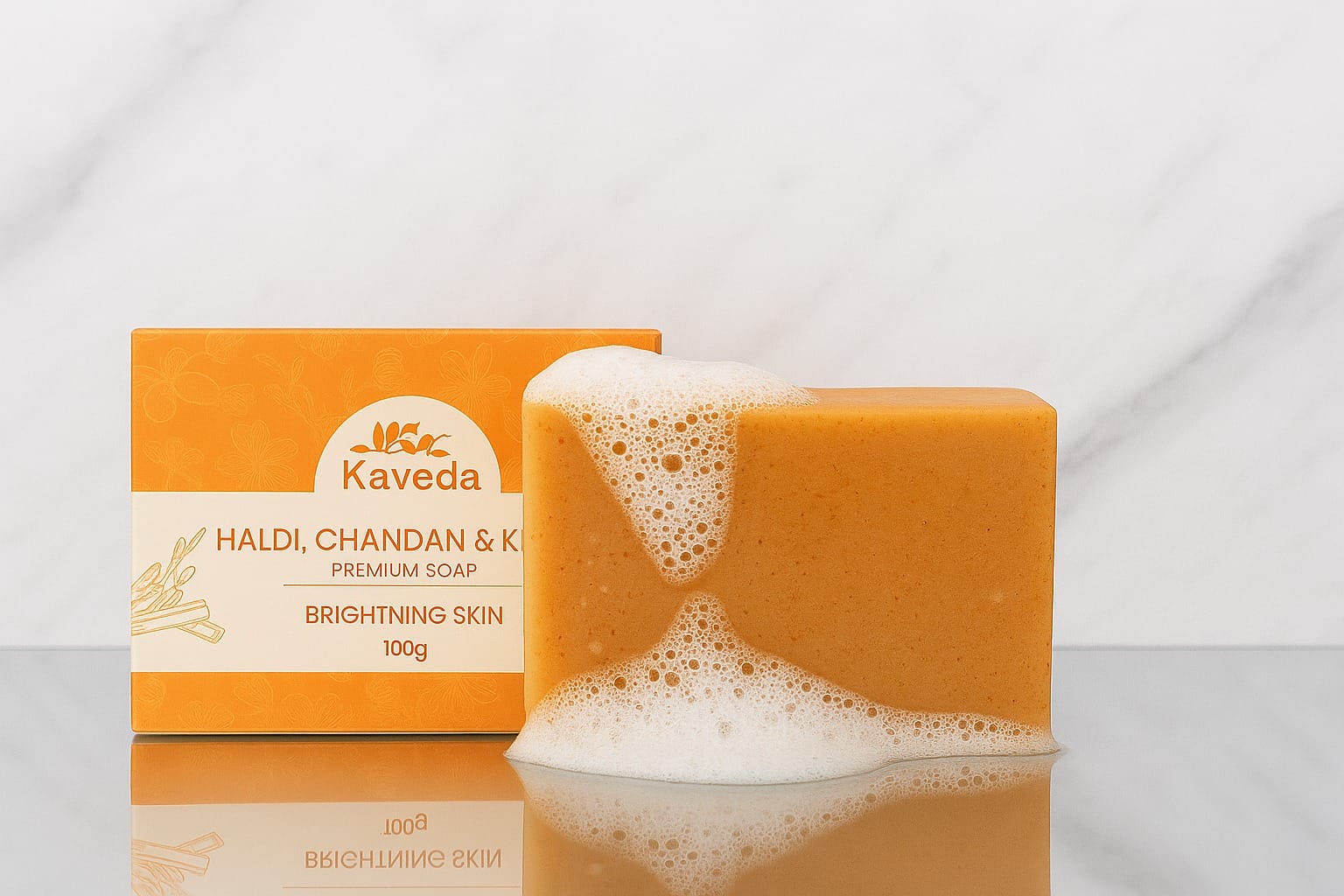 kaveda haldi chandan kesar soap –  pack of 2 (100g each)