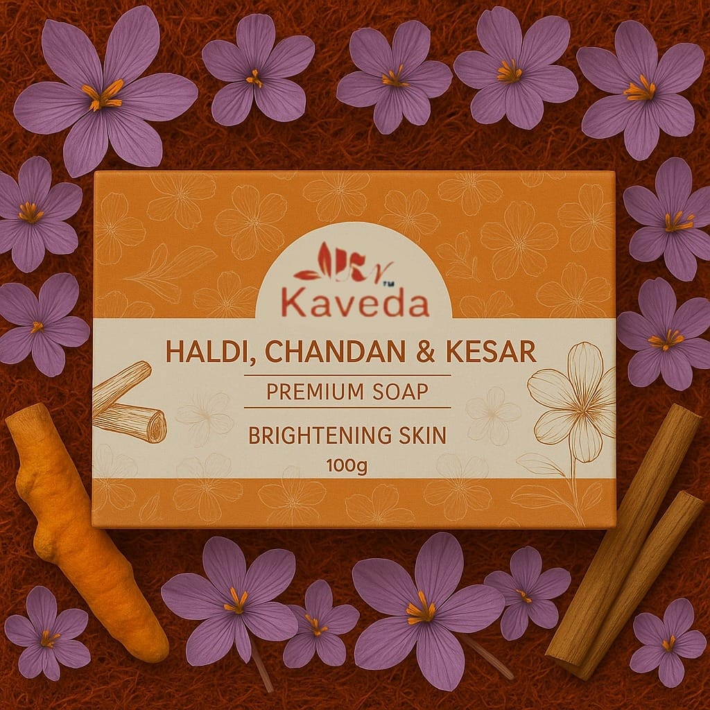 kaveda haldi chandan kesar soap –  pack of 2 (100g each)
