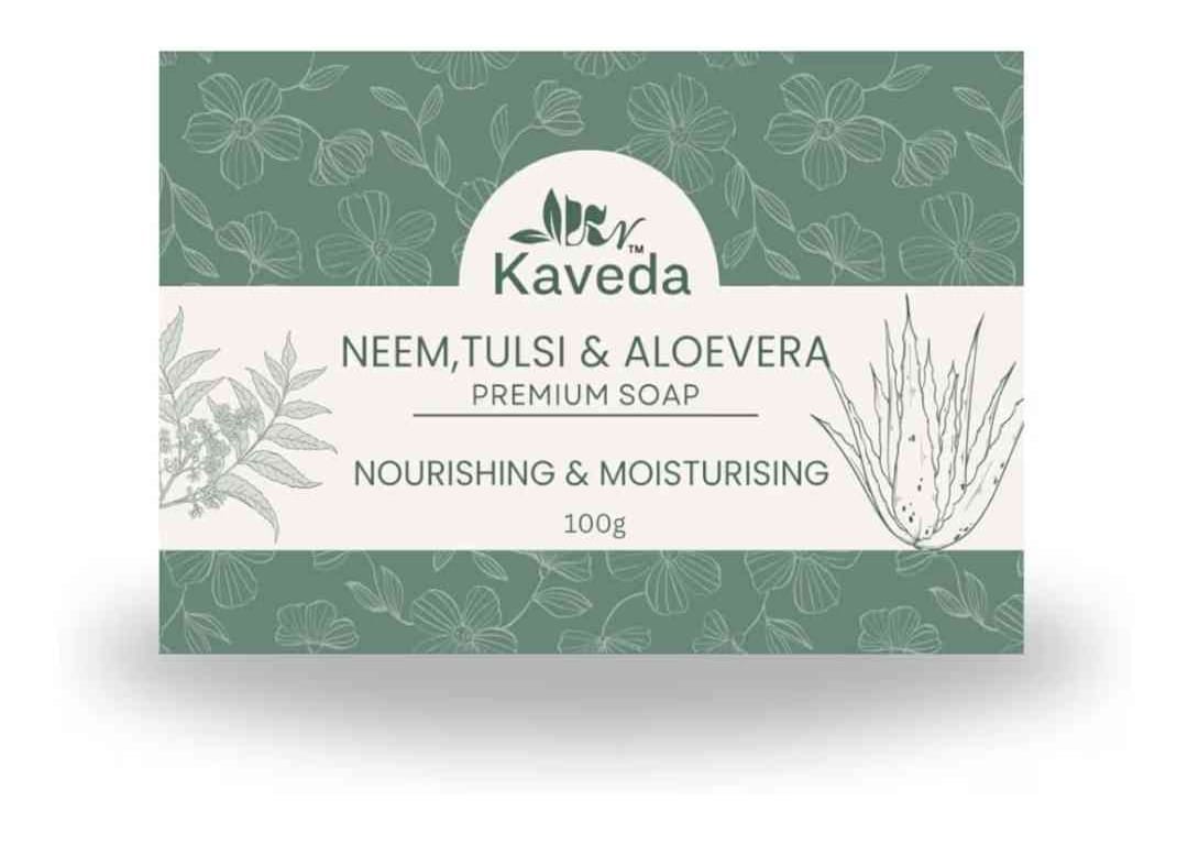 kaveda neem tulsi aloe vera soap – premium herbal bath soap for nourishing & moisturising skin – natural antibacterial soap bar – pack of 5 (100g each)