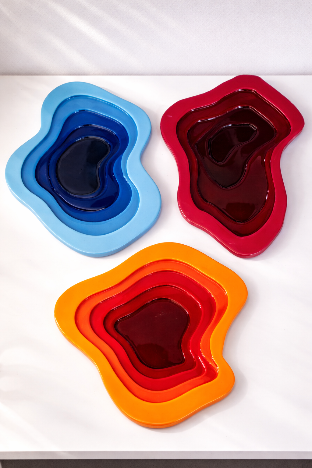 modern abstract resin wall art set of 3 | multicolor geometric layered design | premium gloss finish | home decor for living room, bedroom, office | unique artistic wall hanging
