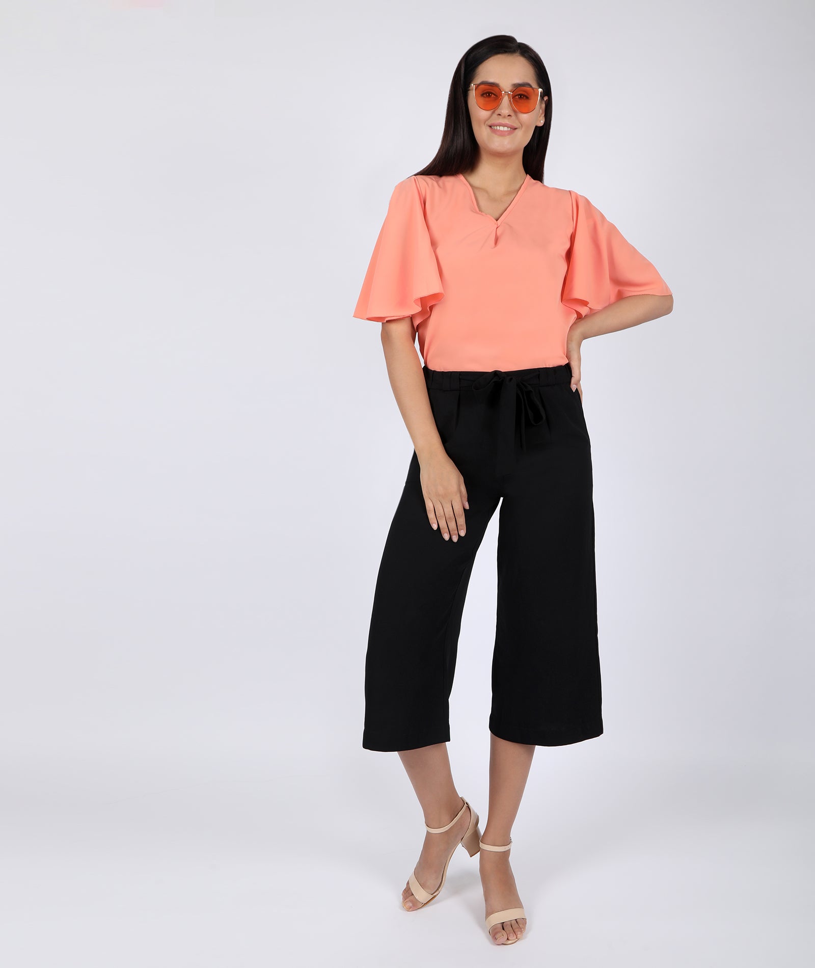 chimpaaanzee women bell sleeve peach top