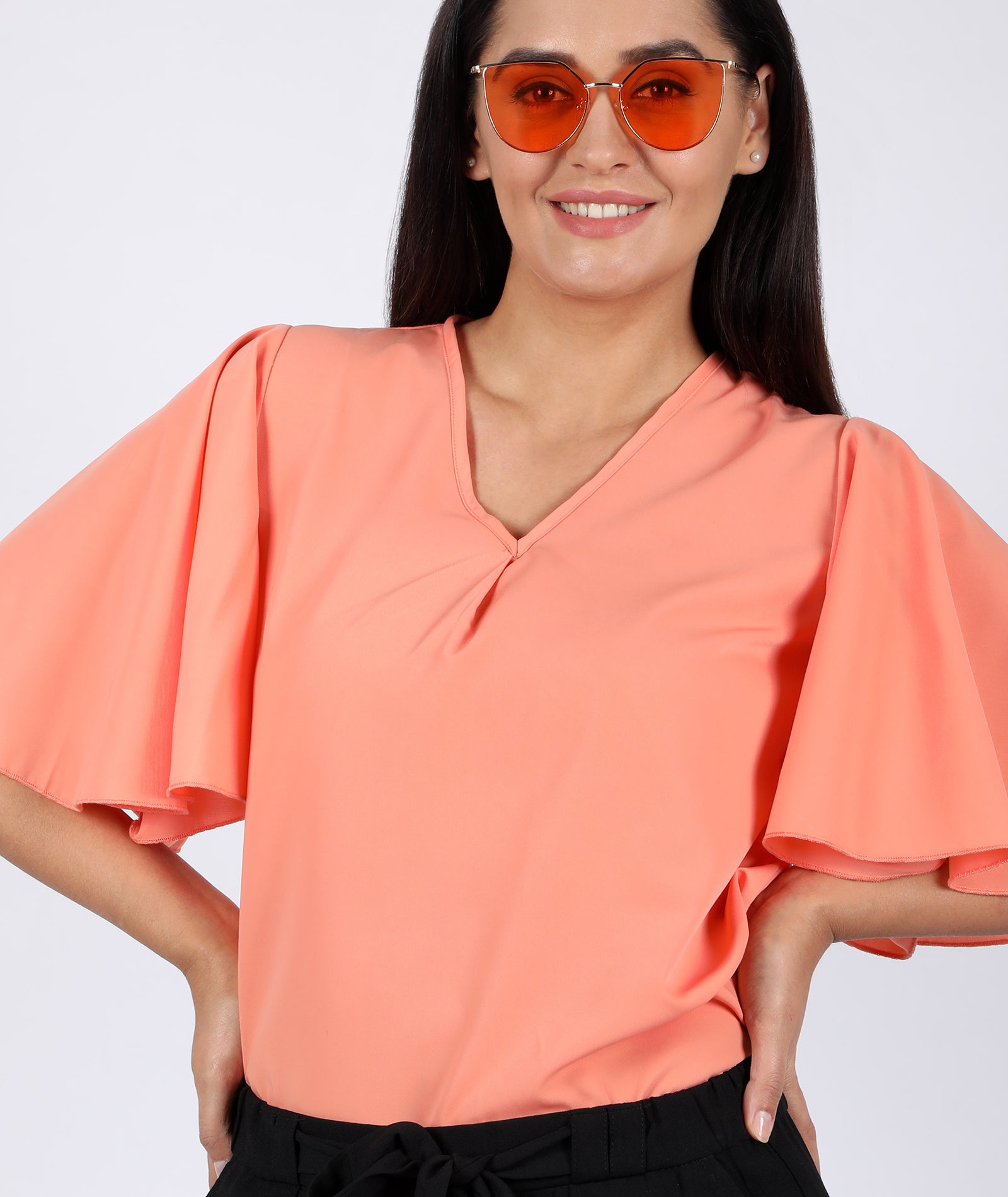 chimpaaanzee women bell sleeve peach top