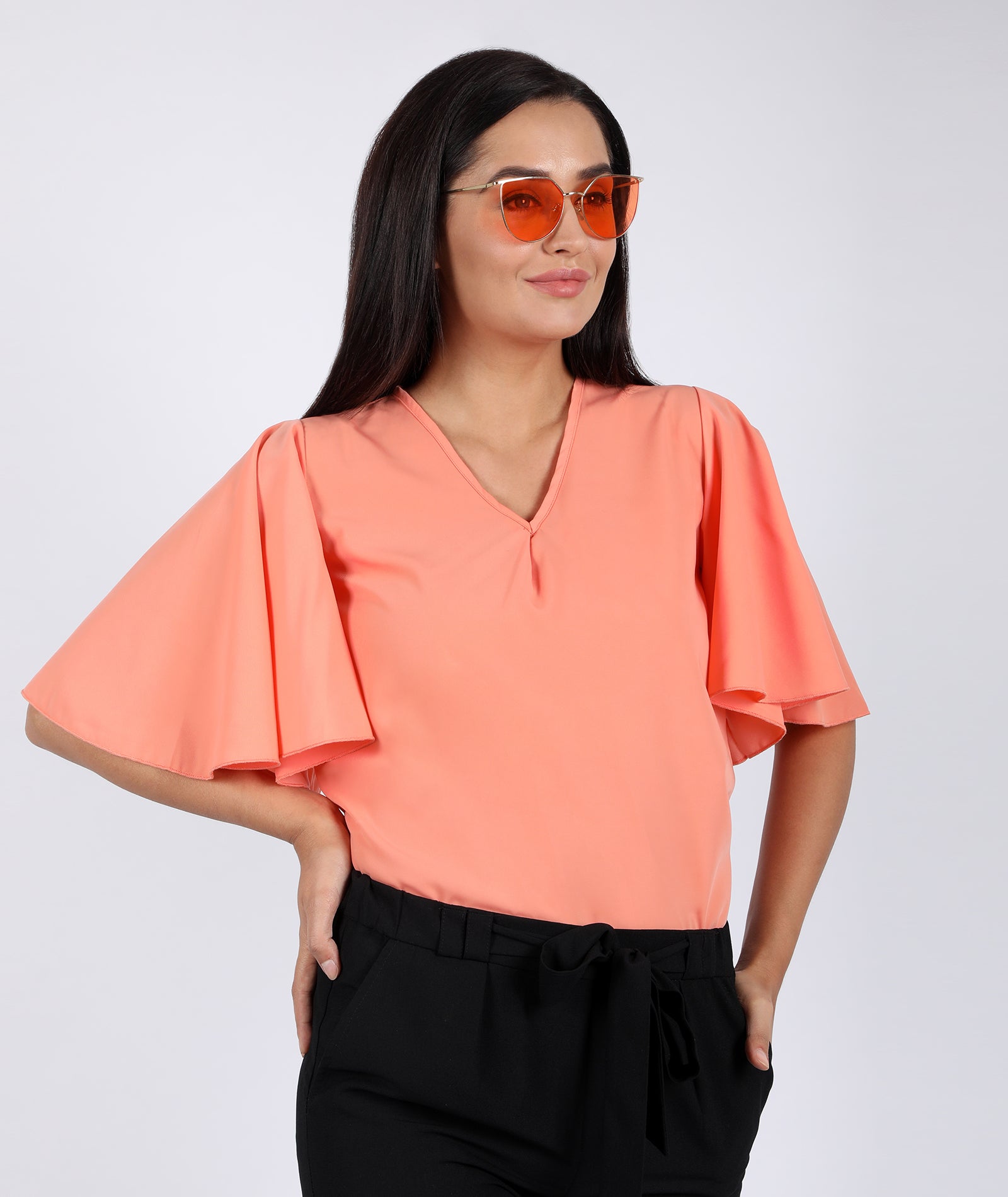 chimpaaanzee women bell sleeve peach top
