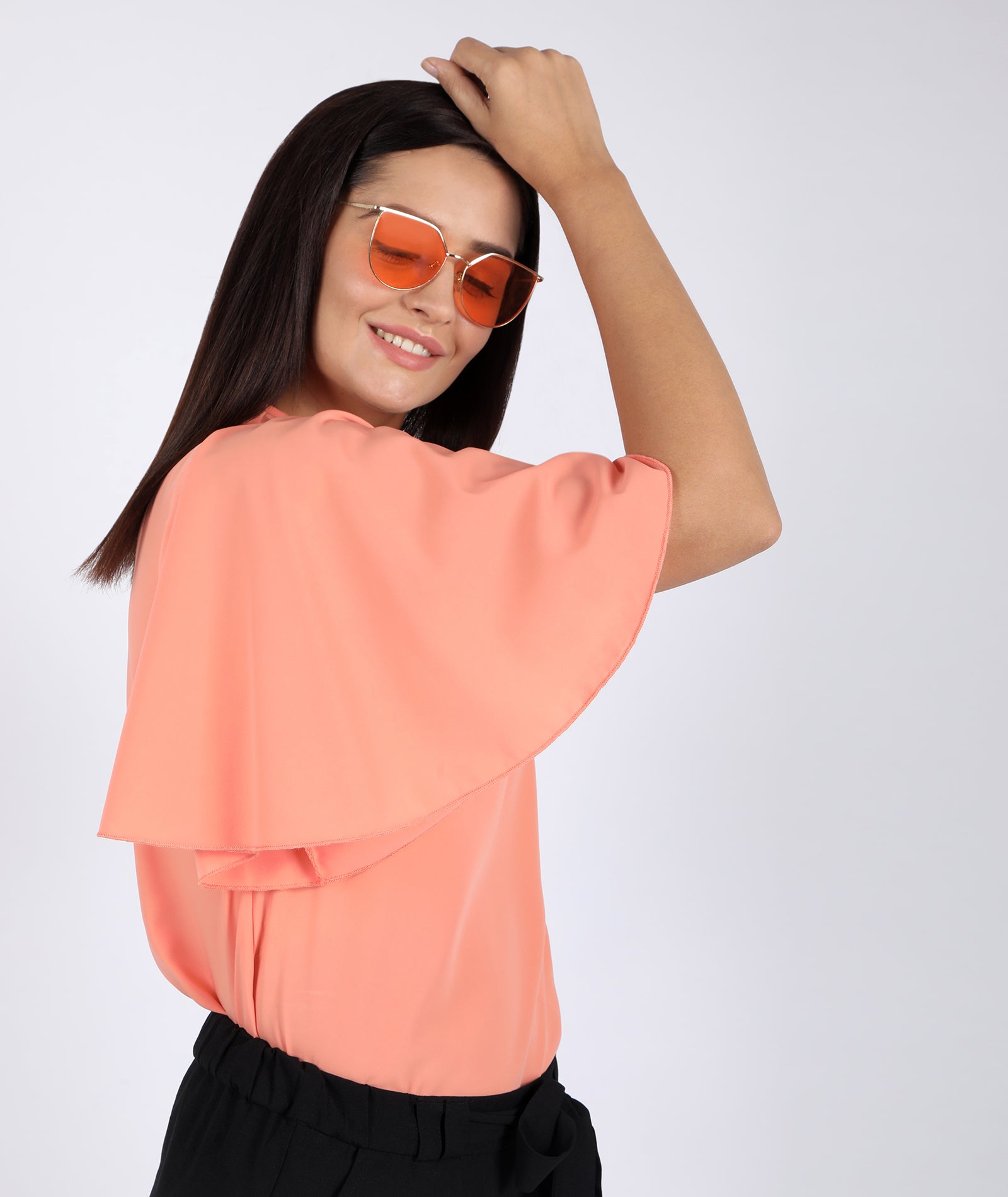 chimpaaanzee women bell sleeve peach top