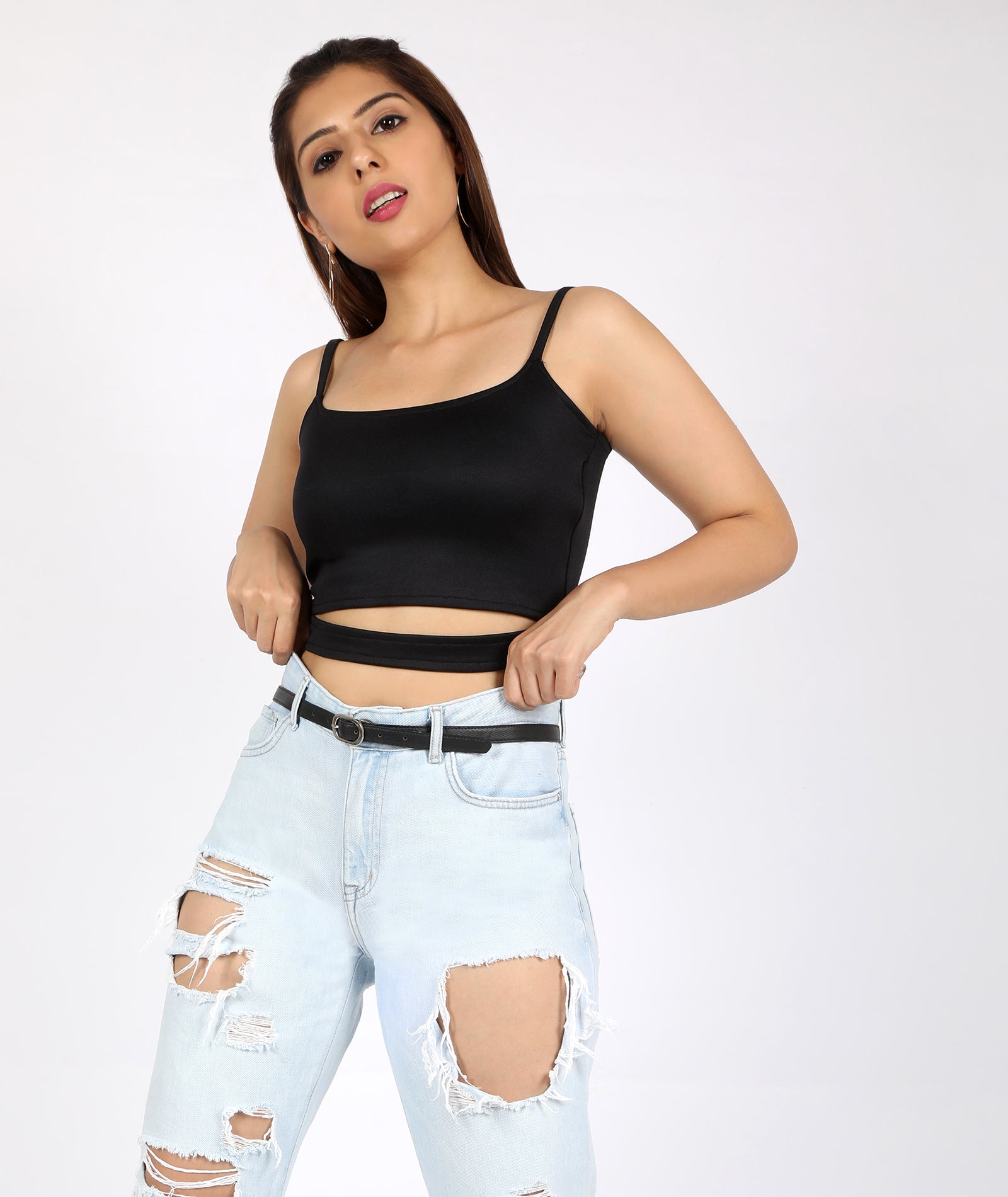 chimpaaanzee women bodycon cut out waist black top
