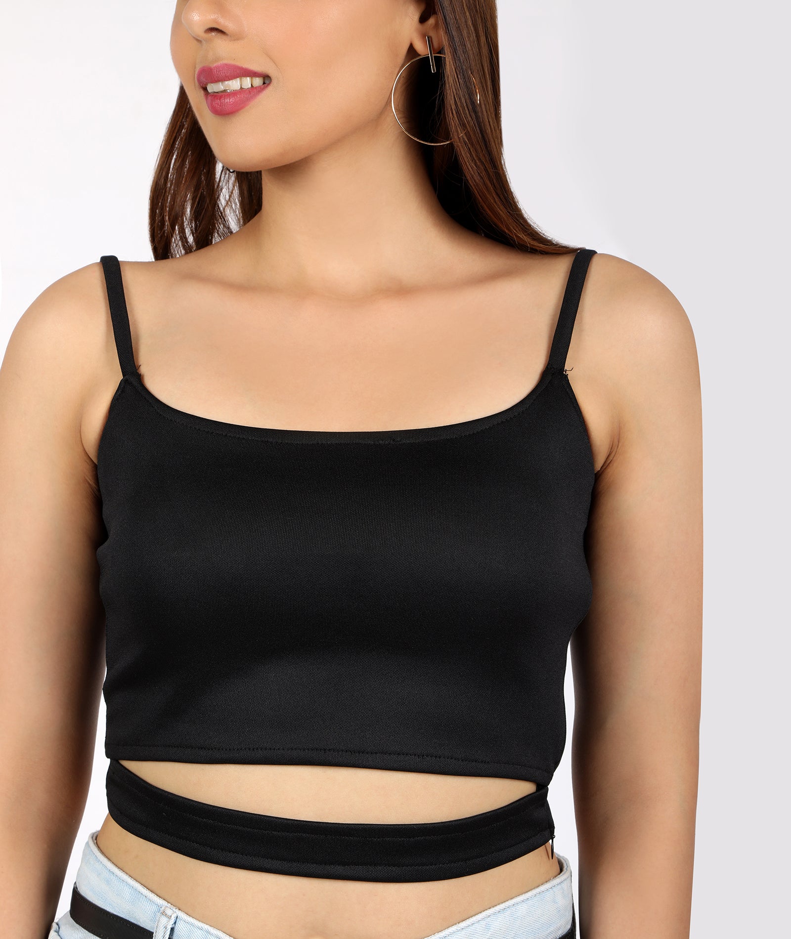 chimpaaanzee women bodycon cut out waist black top