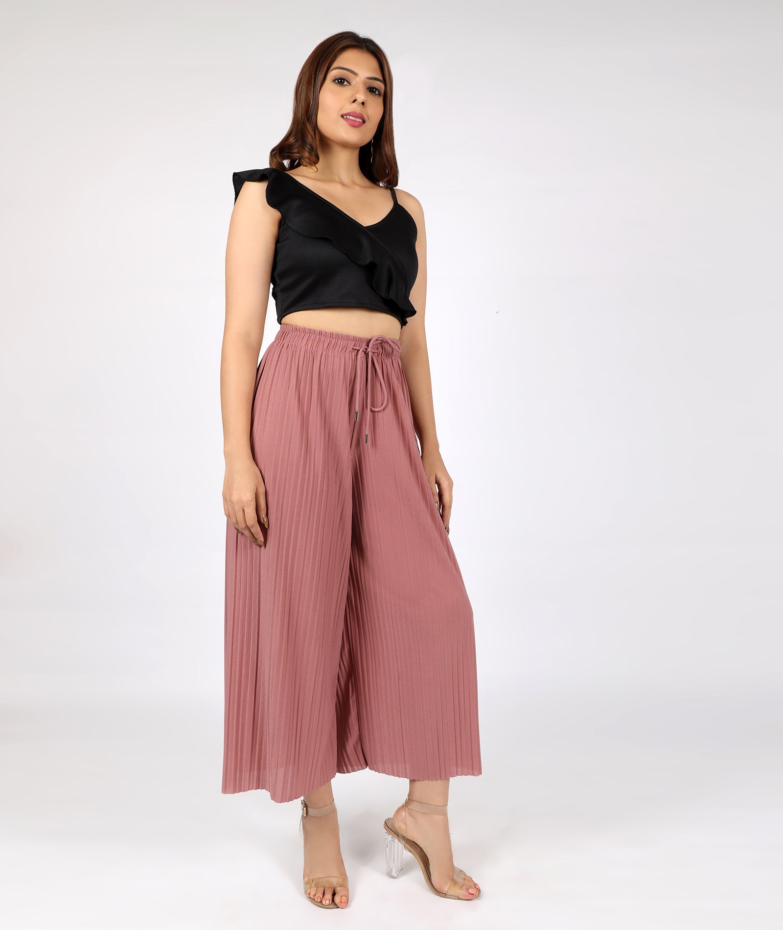 chimpaaanzee women bodycon ruffled crop black top