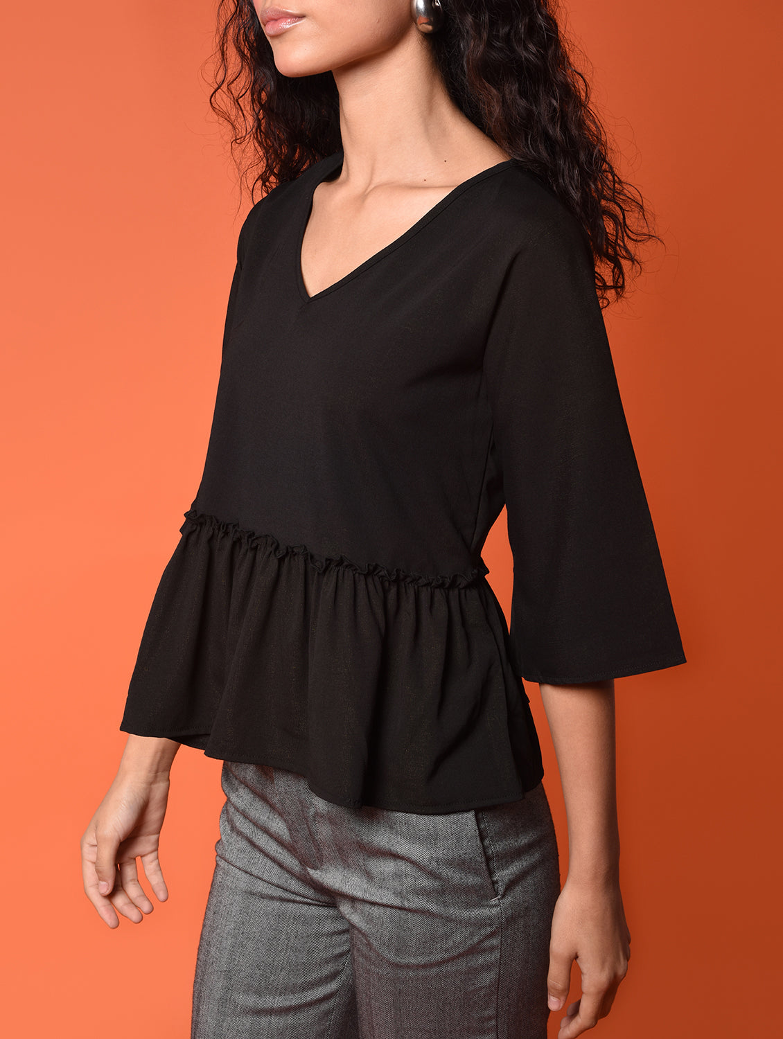 chimpaaanzee women polyester baby doll tops - black