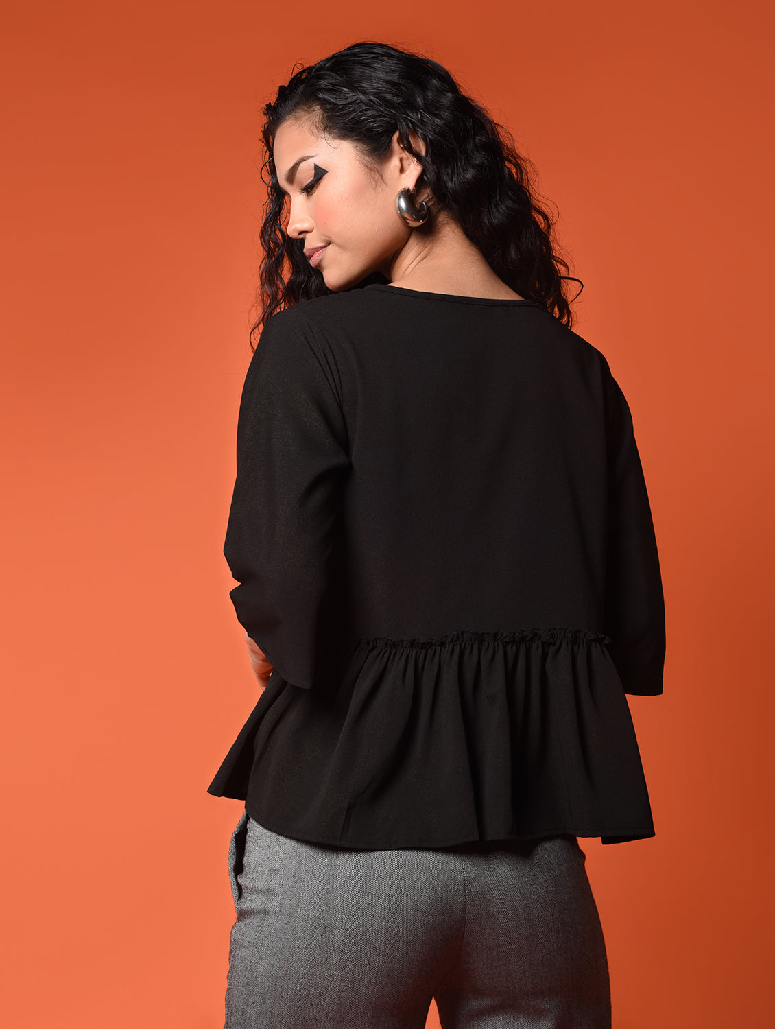 chimpaaanzee women polyester baby doll tops - black