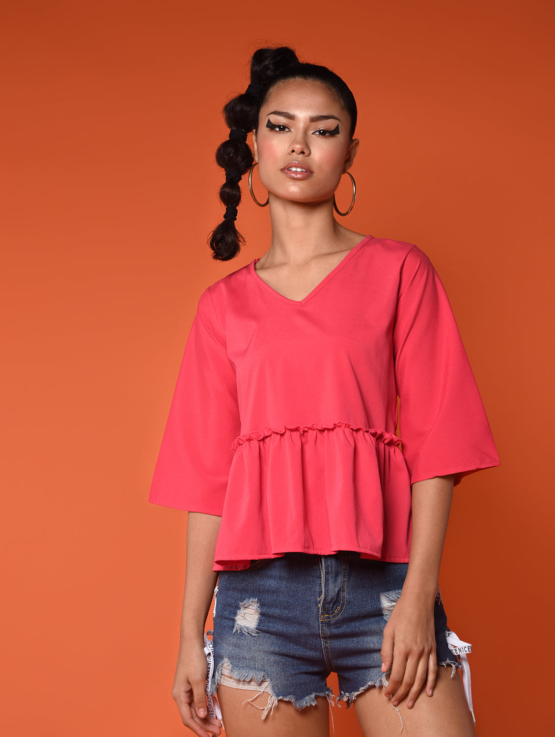 chimpaaanzee women polyester baby doll tops - pink