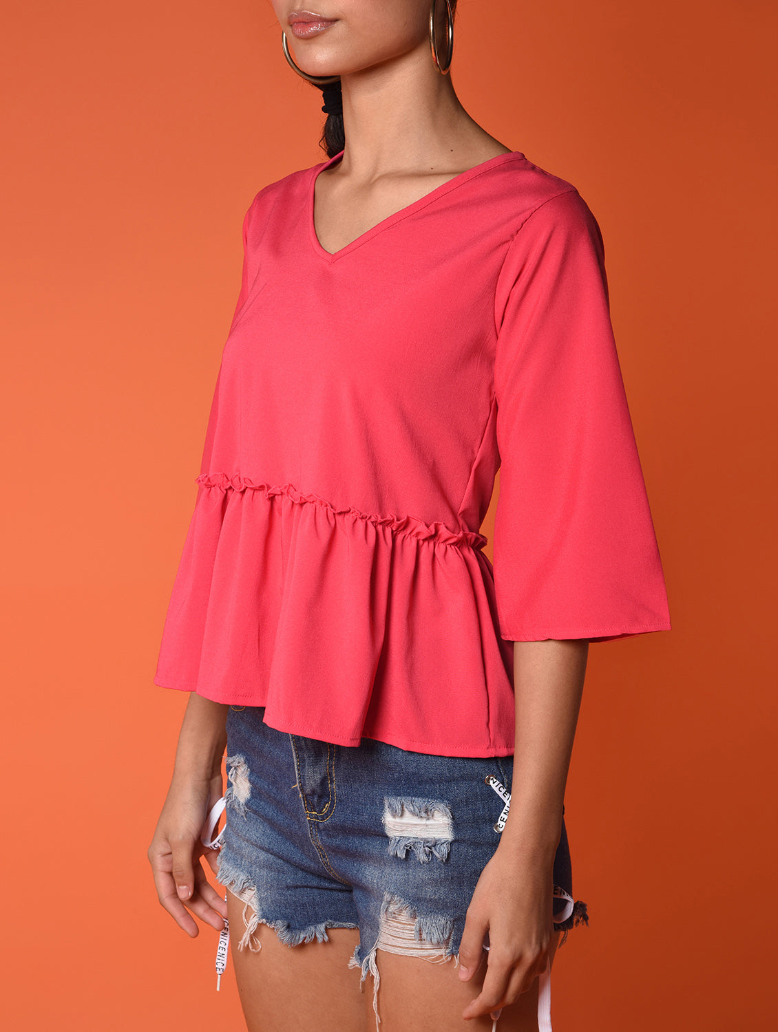 chimpaaanzee women polyester baby doll tops - pink