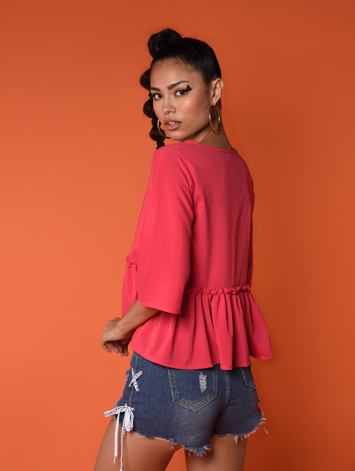 chimpaaanzee women polyester baby doll tops - pink