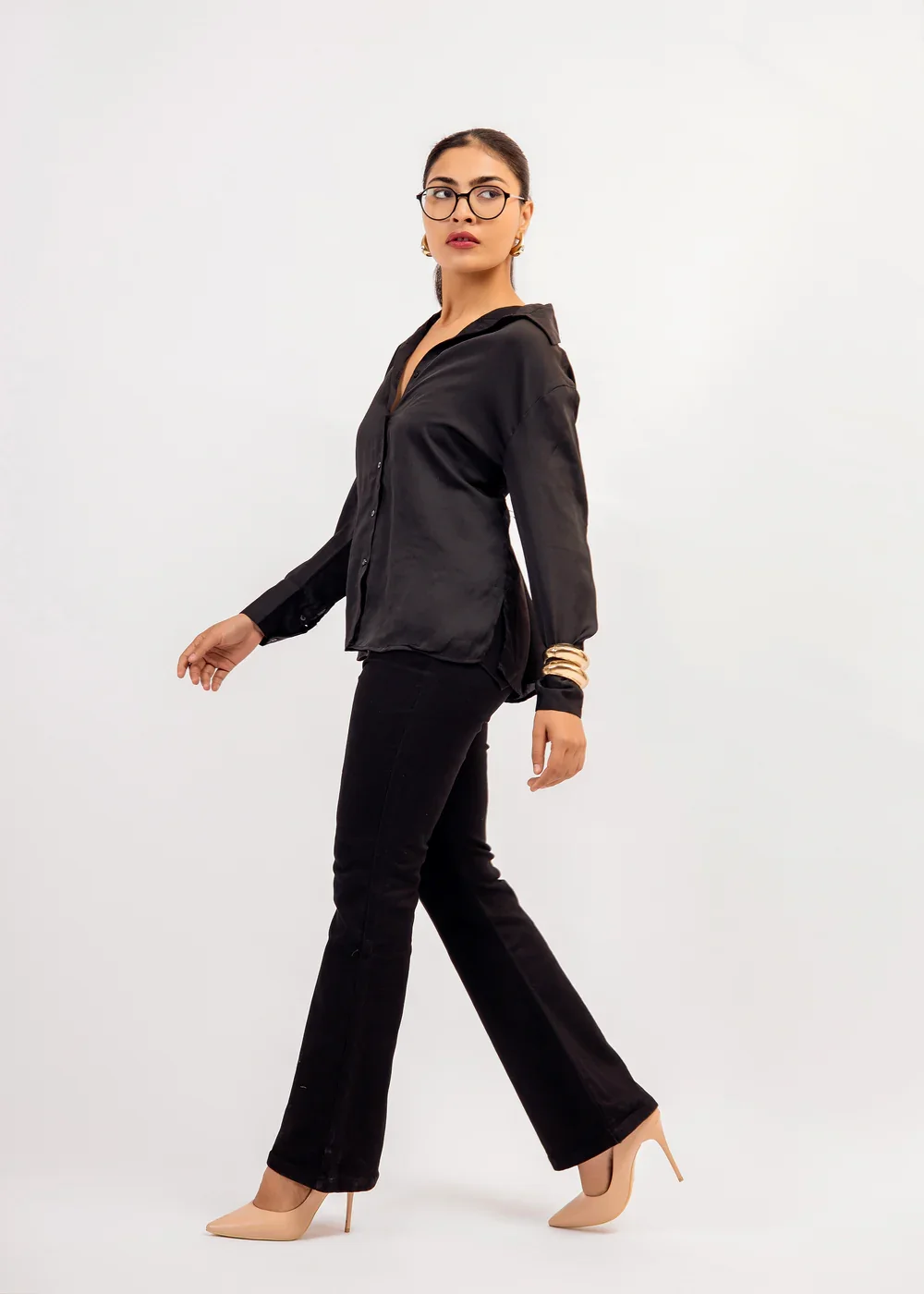 black high-rise bootcut denim 3