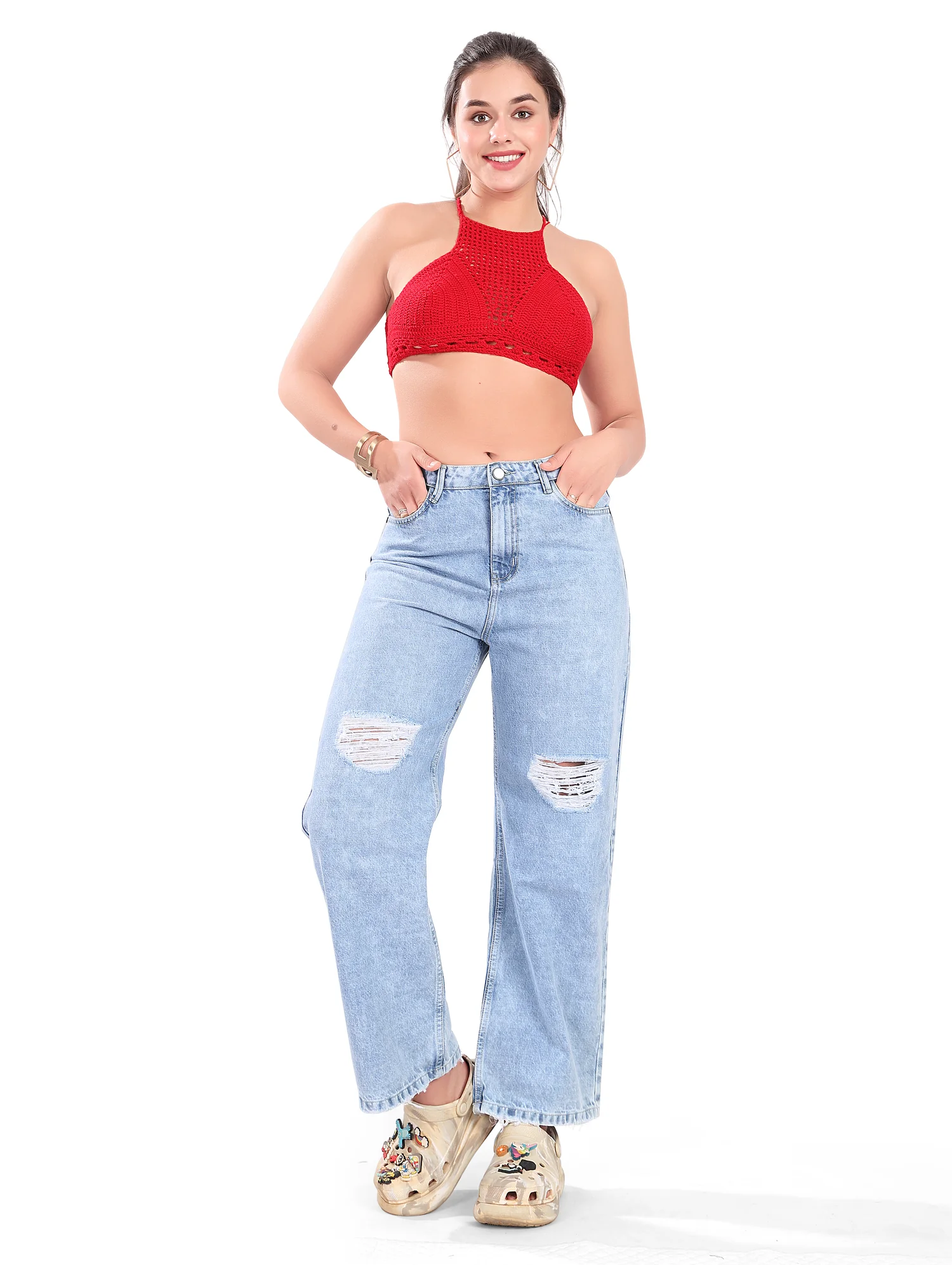ice blue rugged wide leg