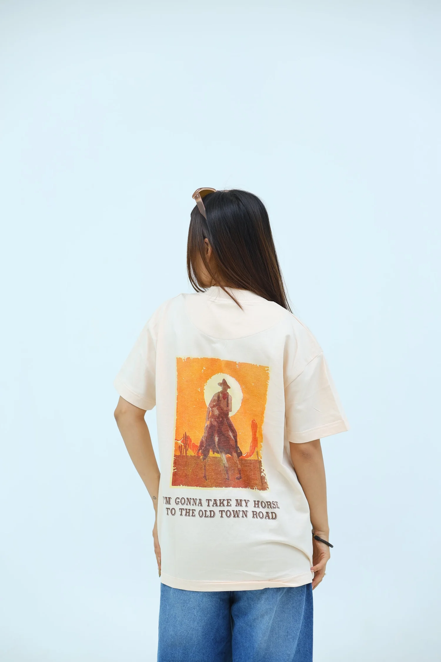 oversized fit printed t-shirt (cream) 4