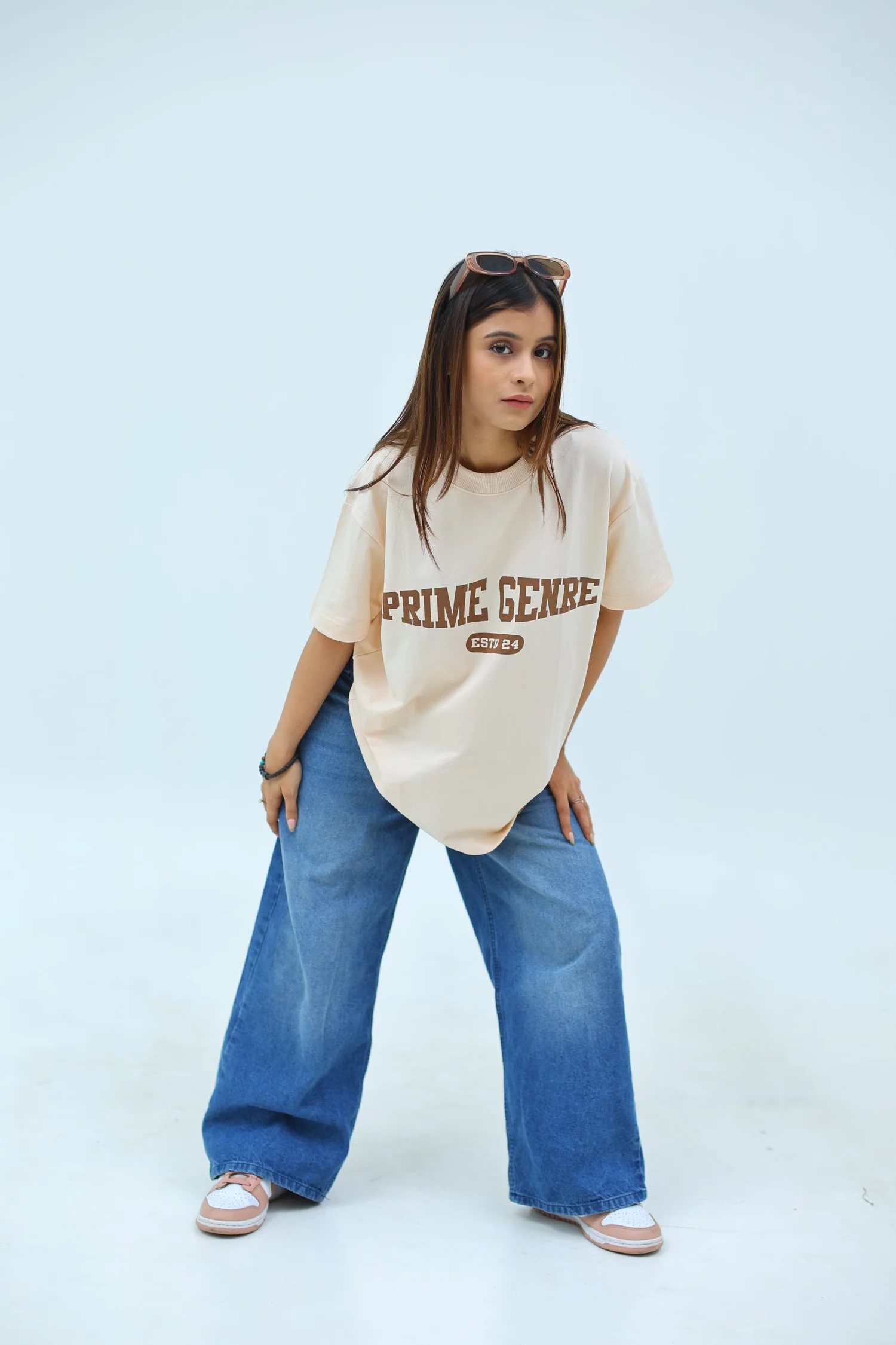 oversized fit printed t-shirt (cream)