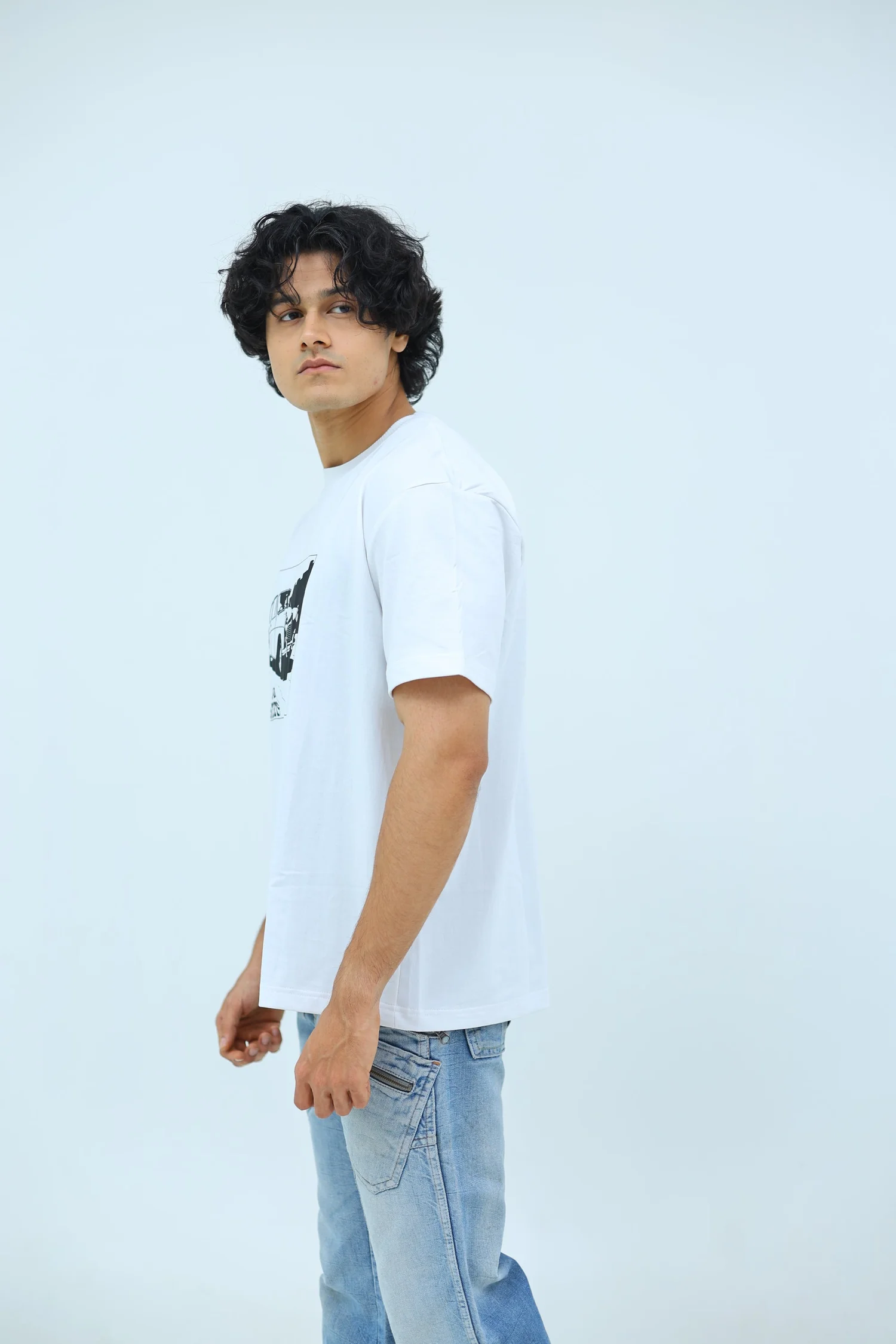 oversized fit printed t-shirt (white) 2