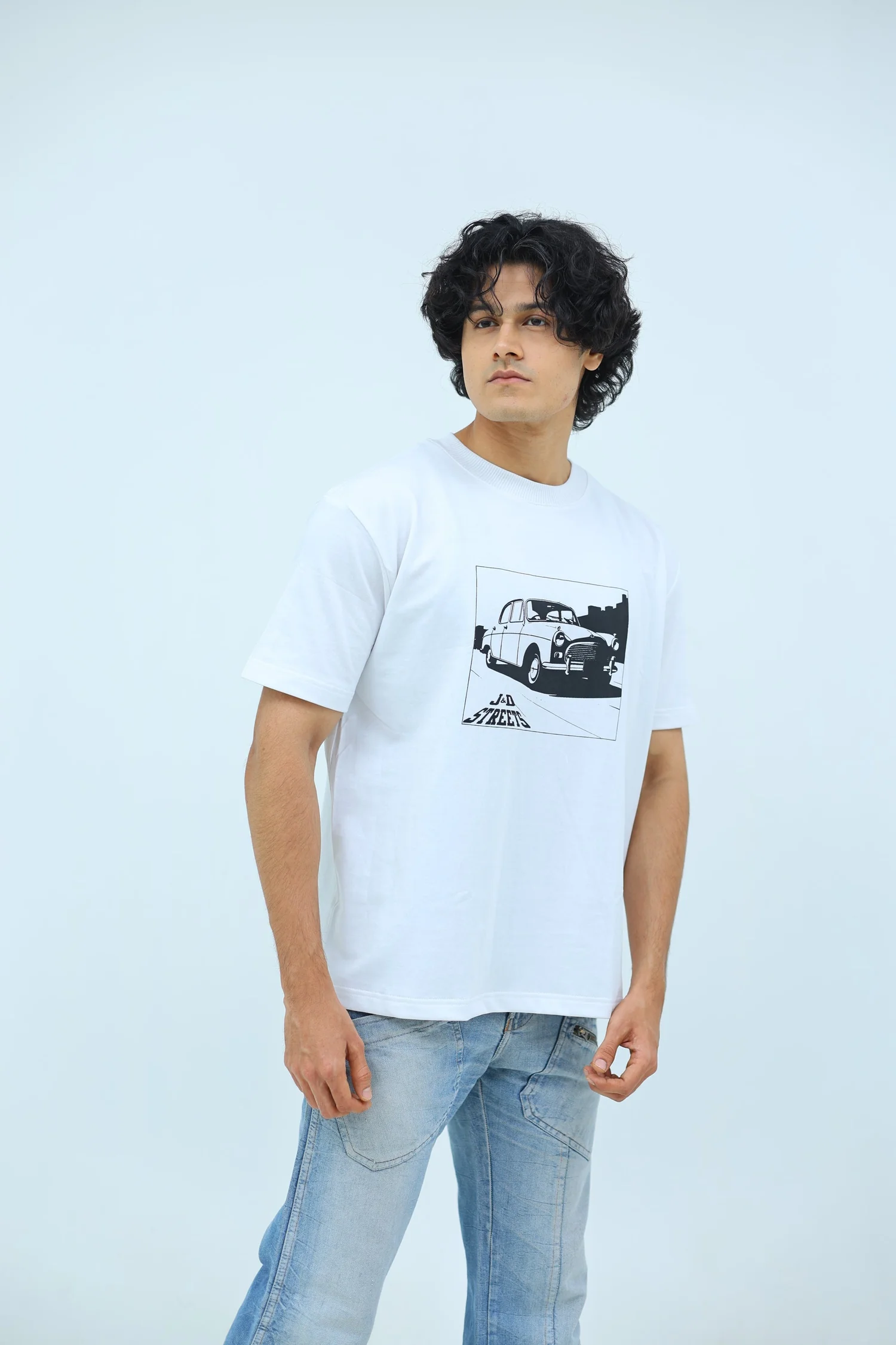oversized fit printed t-shirt (white) 3