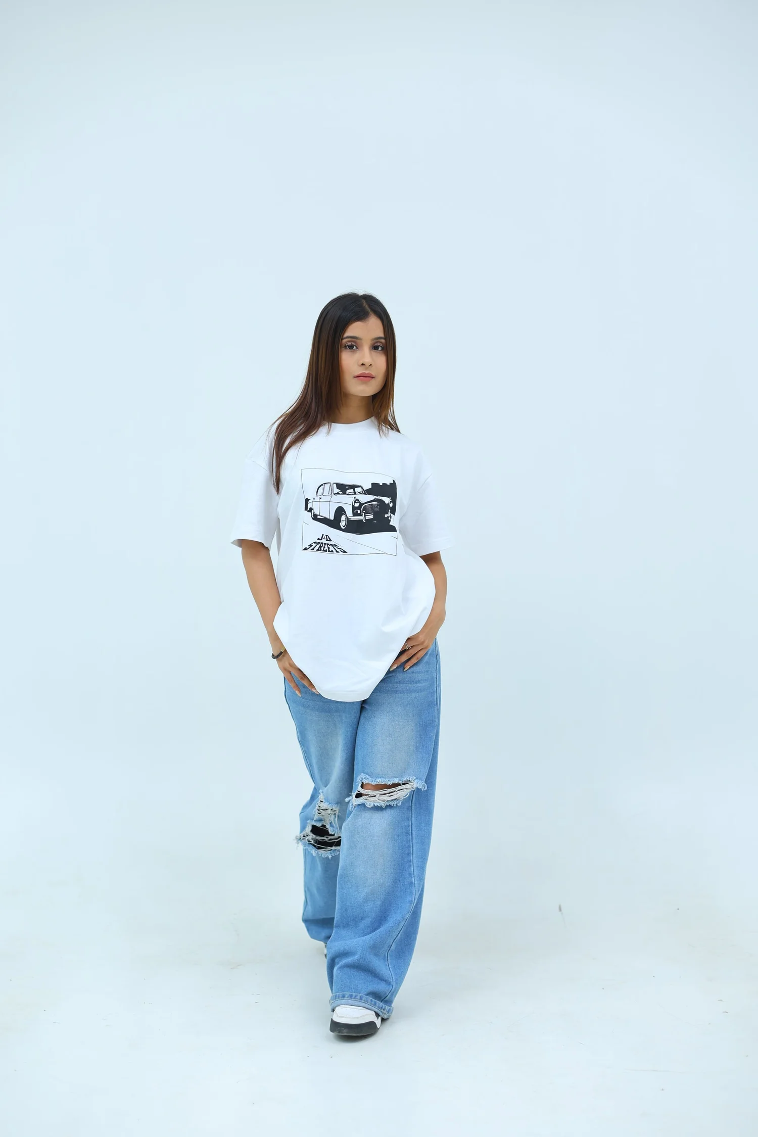 oversized fit printed t-shirt (white)