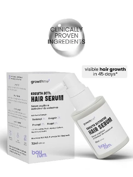 bayrum hair growth serum for men & women, reduces hair fall & boosts new hair growth, non-sticky