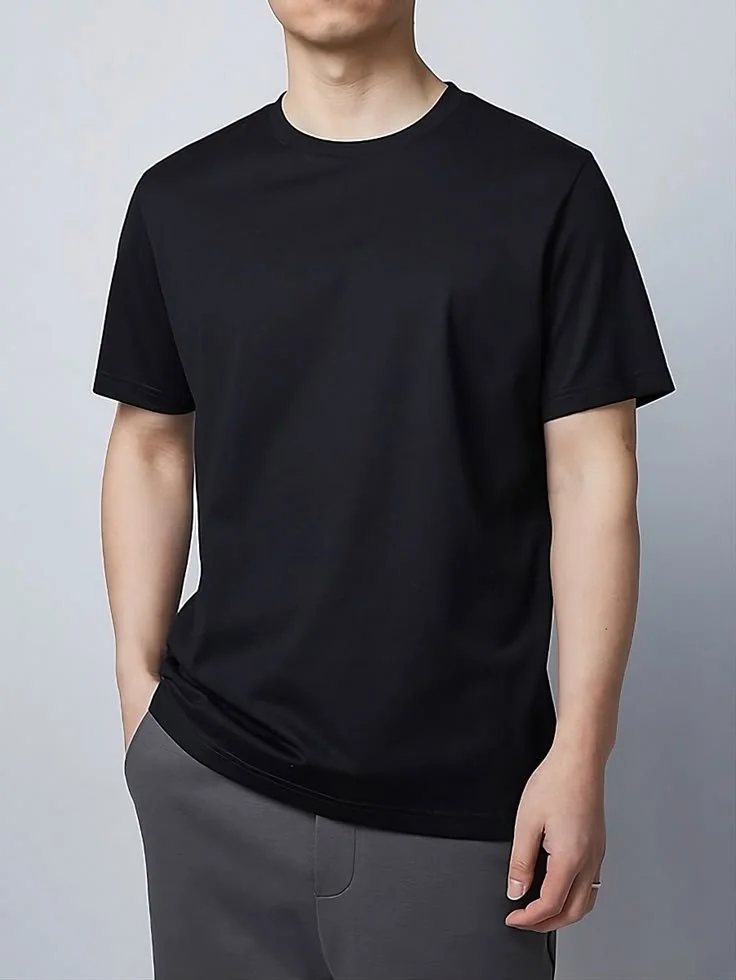 zovoto men’s solid black t-shirt | premium cotton blend | regular fit | round neck | soft & breathable casual wear for daily use