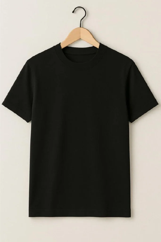zovoto men’s solid black t-shirt | premium cotton blend | regular fit | round neck | soft & breathable casual wear for daily use