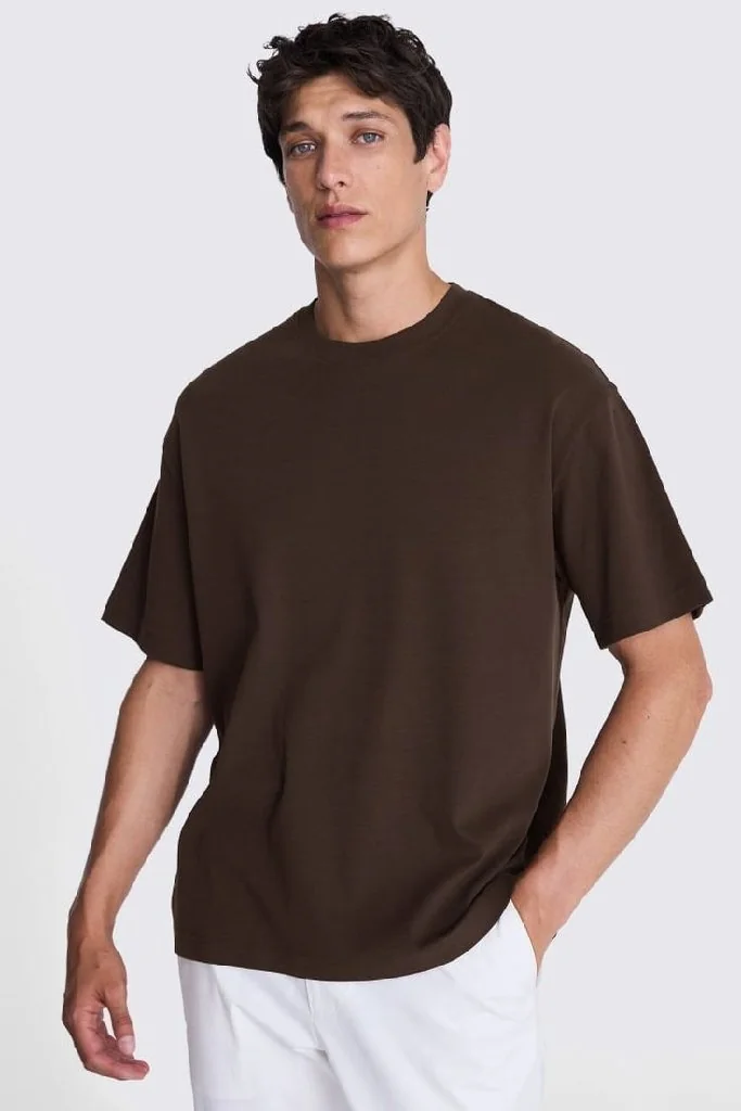 zovoto men’s solid brown t-shirt | premium cotton blend | regular fit | round neck half sleeve | soft & breathable casual wear