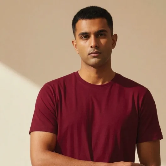 zovoto men’s solid maroon t-shirt | premium cotton blend | regular fil wear