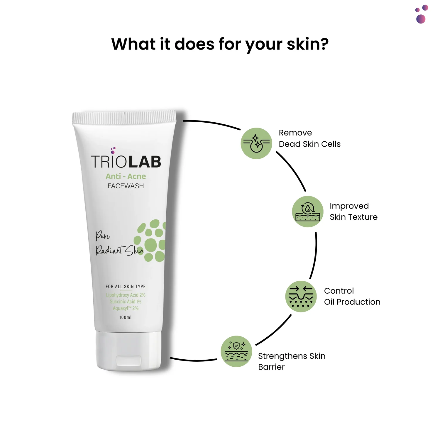 triolab anti-acne facewash: pure radiant skin (100ml)