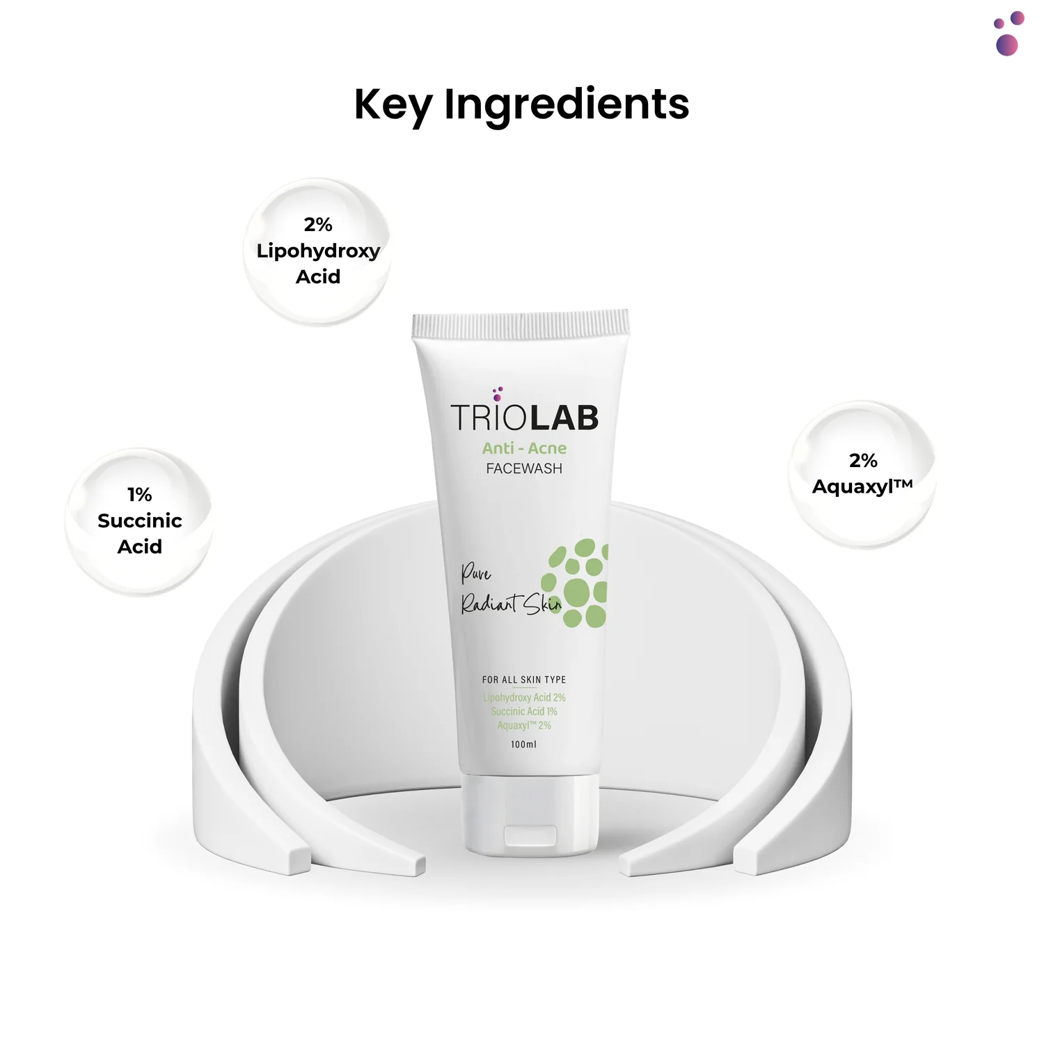 triolab anti-acne facewash: pure radiant skin (100ml)