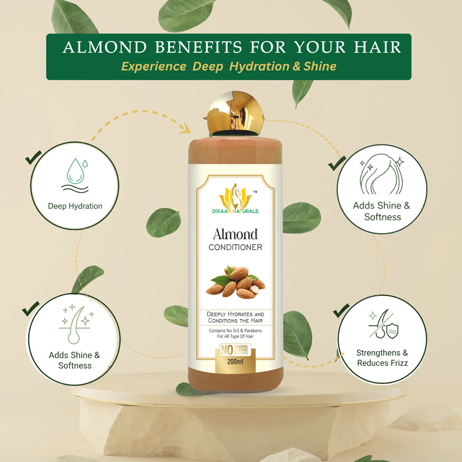 dixaan naturals almond hair conditioner (200ml)