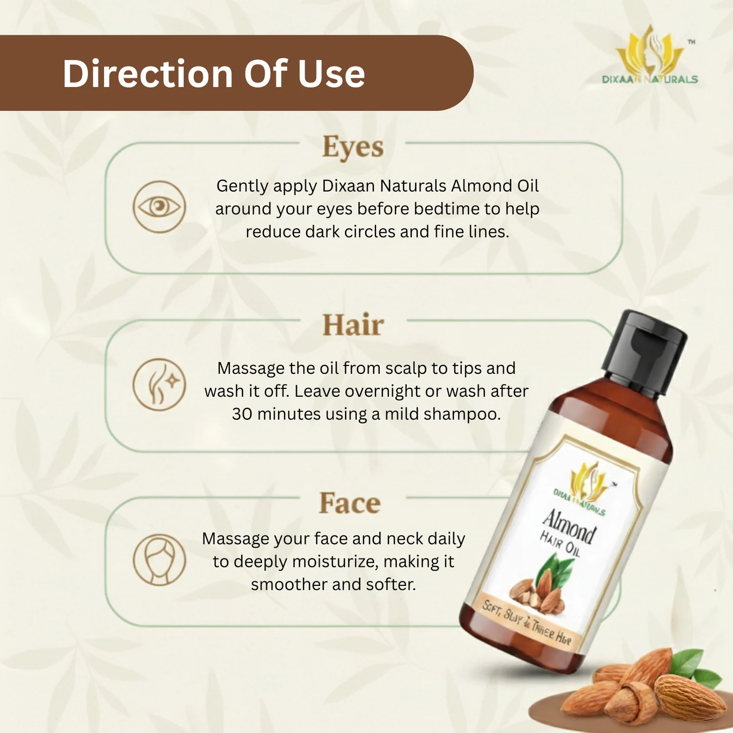 dixaan naturals 100% pure almond hair oil