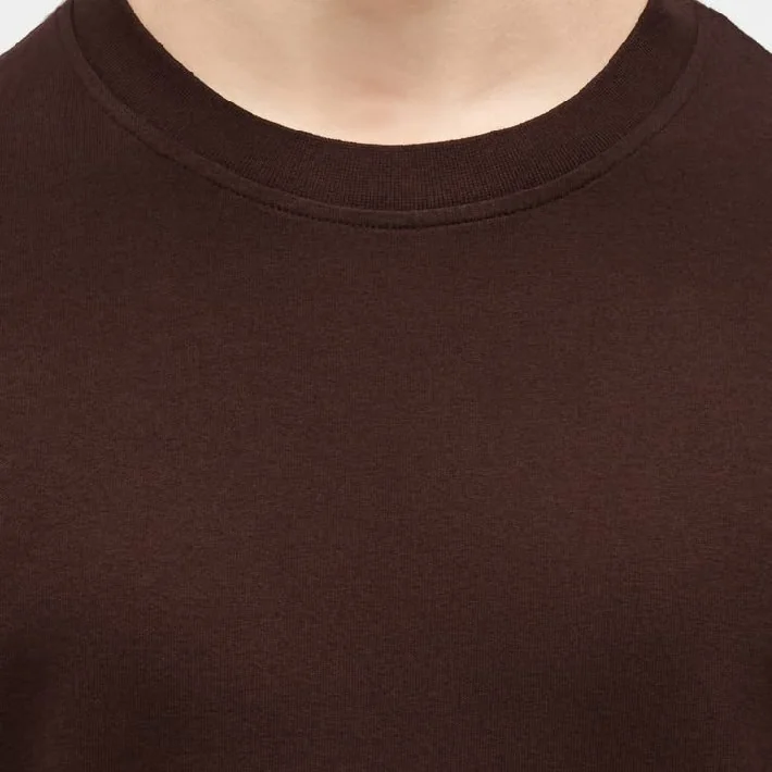 zovoto men’s solid brown t-shirt | premium cotton blend | regular fit | round neck half sleeve | soft & breathable casual wear